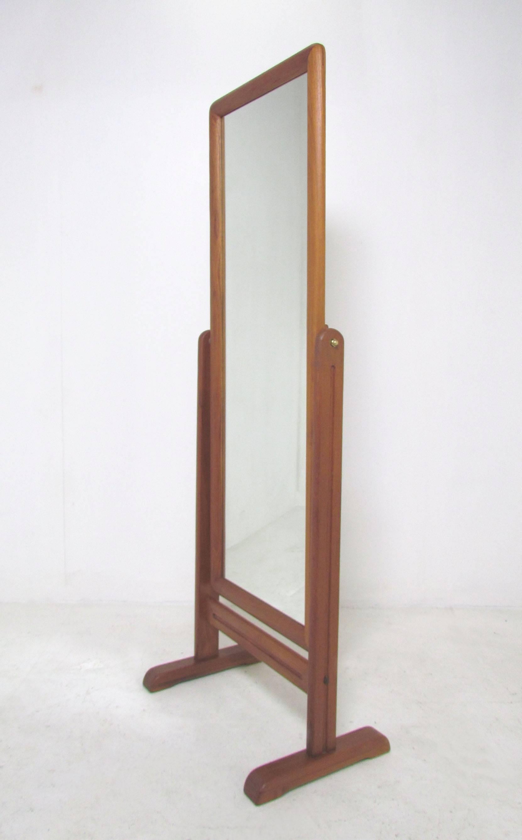 Danish teak full length cheval mirror, adjustable angle, attributed to Pedersen & Hansen.