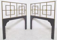 Pair of Hollywood Regency Twin Headboards in Brass, circa 1950s