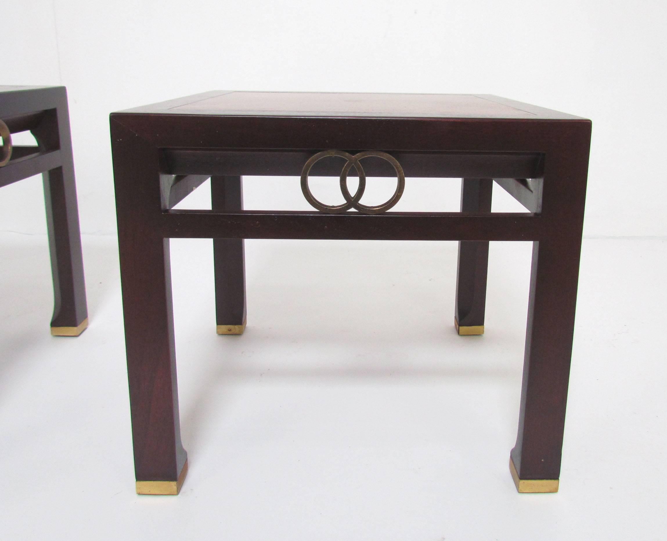 Brass Pair of Two-Toned Side Tables by Michael Taylor for Baker Furniture, circa 1960s