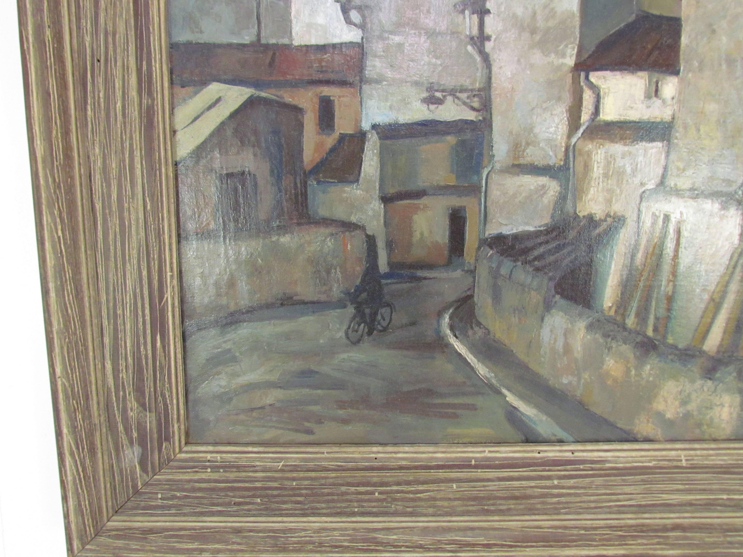 Italian Modernist Oil by Milo Melani, Dated 1956 In Excellent Condition In Peabody, MA