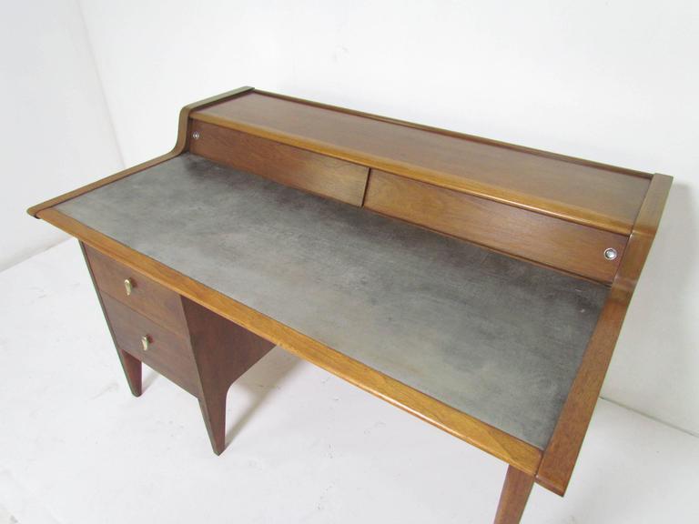 MidCentury Modern Desk with Leather Top by John Van Koert for Drexel Profile at 1stDibs