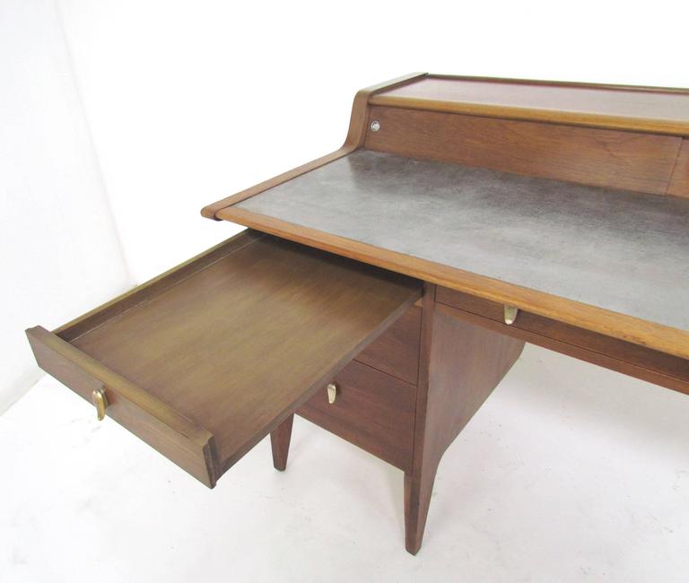 MidCentury Modern Desk with Leather Top by John Van Koert for Drexel Profile at 1stDibs