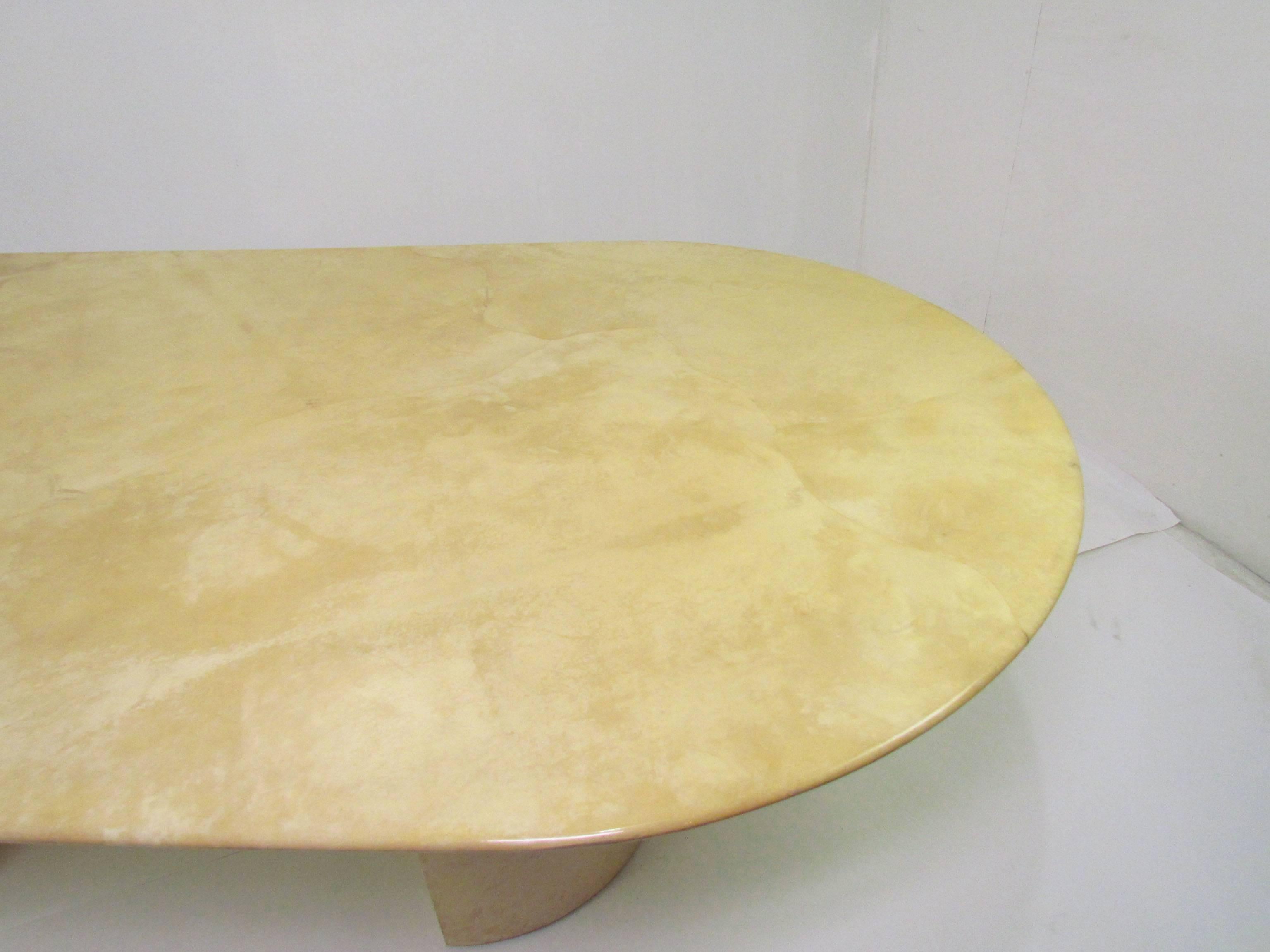 American Lacquered Goatskin Dining Table Attributed to Karl Springer