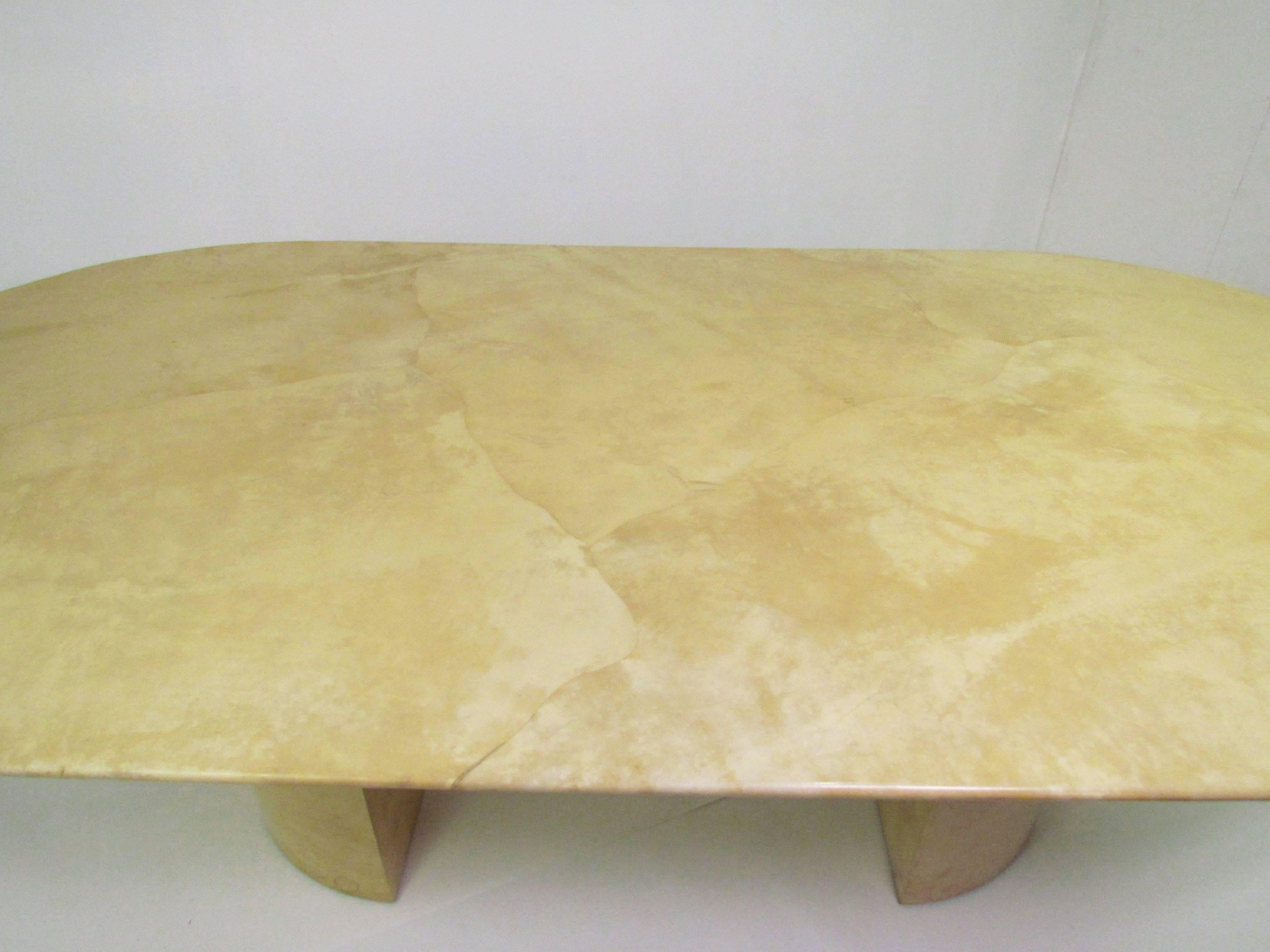 Lacquered Goatskin Dining Table Attributed to Karl Springer In Good Condition In Peabody, MA