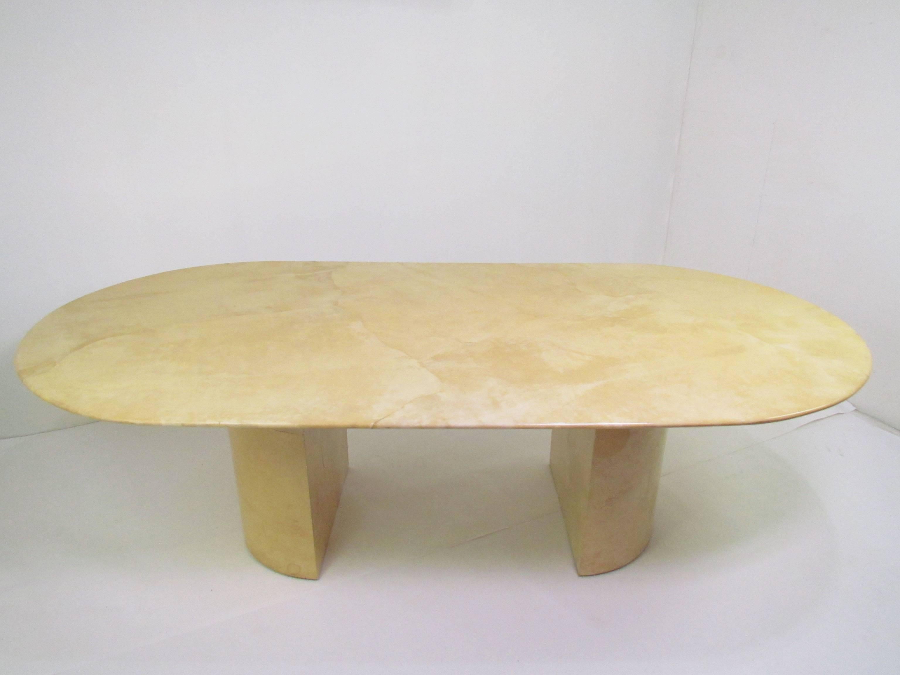 Mid-Century Modern Lacquered Goatskin Dining Table Attributed to Karl Springer