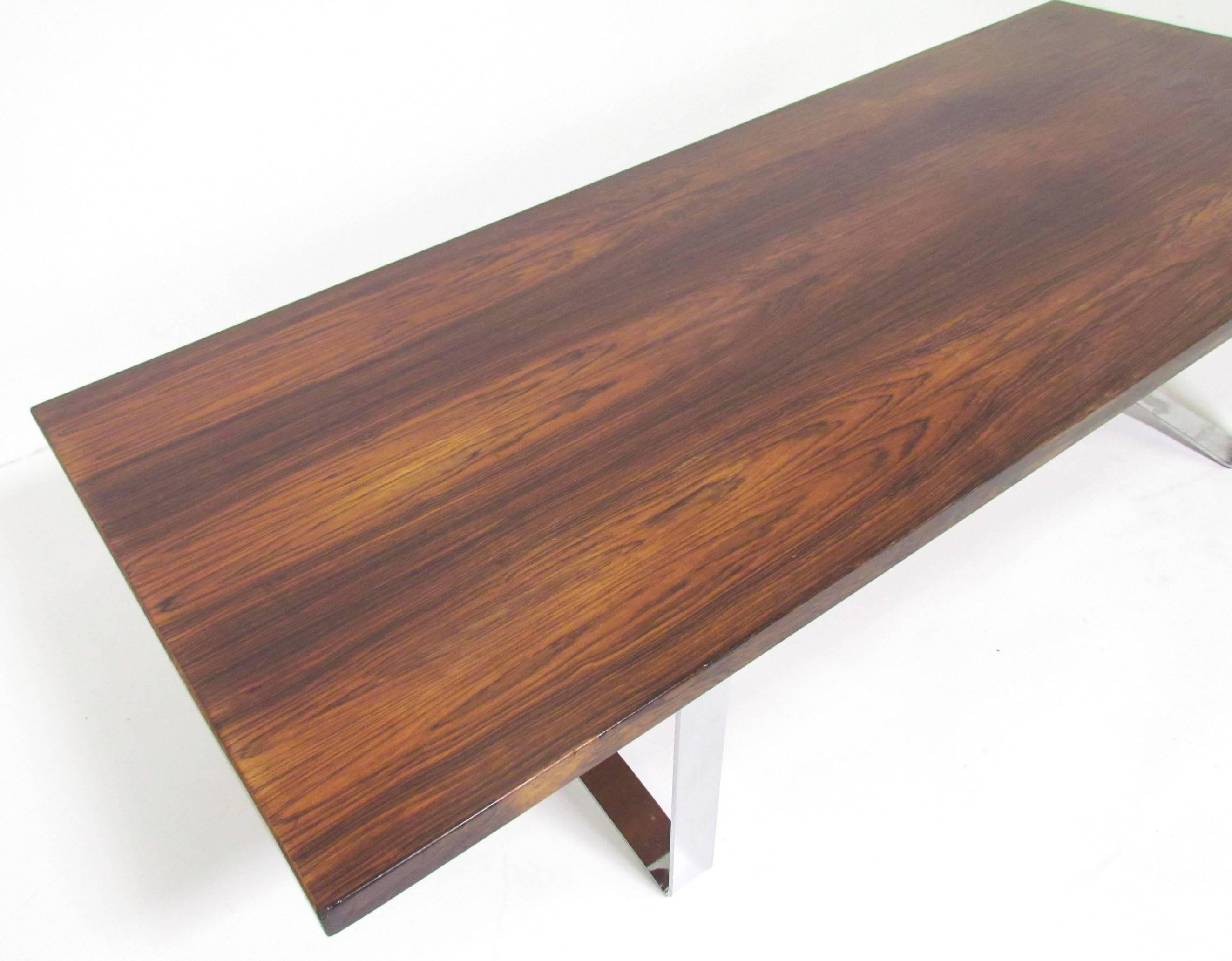 Danish Rosewood and Chrome Coffee Table by Bodil Kjaer In Good Condition In Peabody, MA