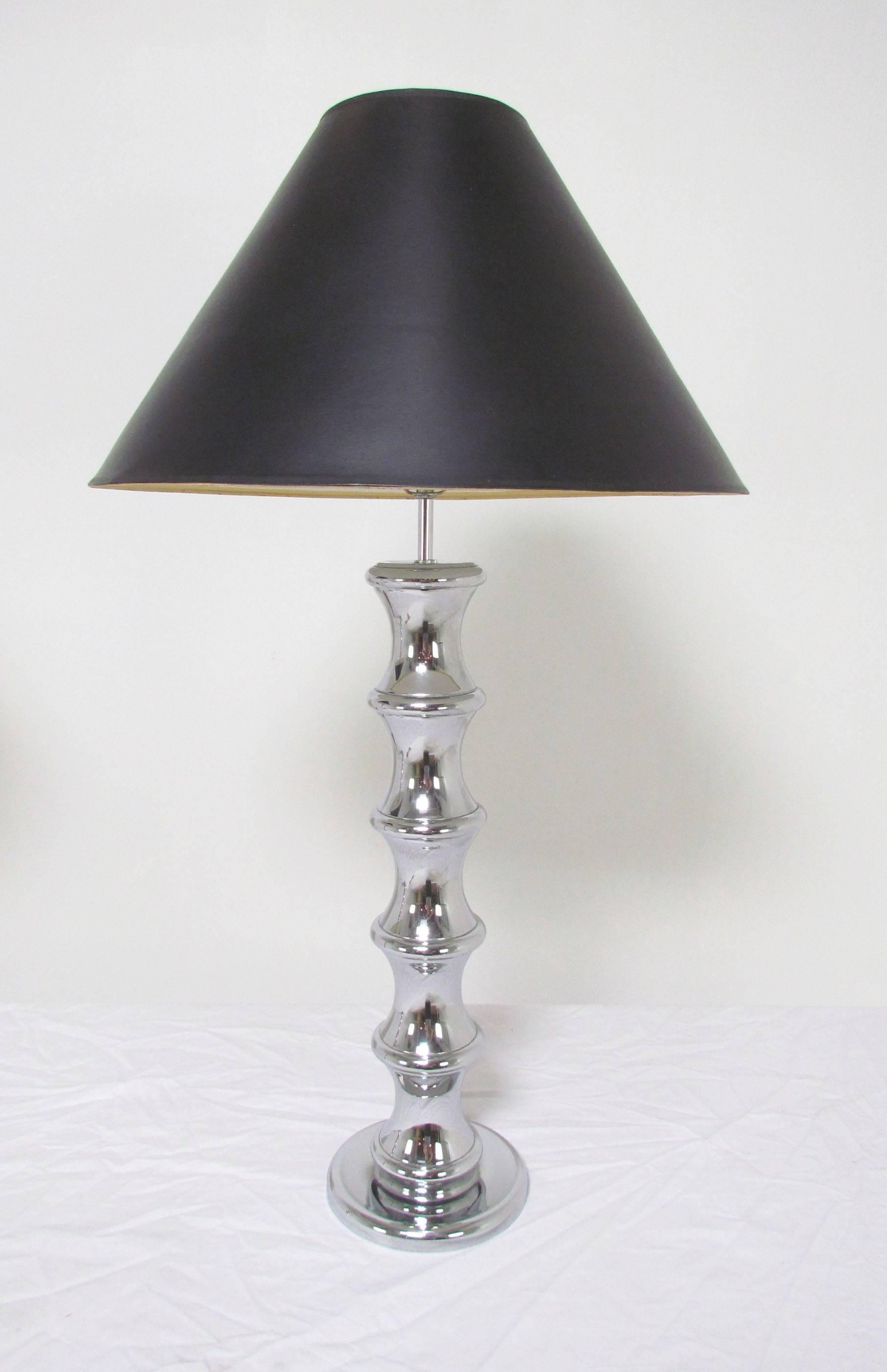 American Pair of Chrome Table Lamps by Robert Sonneman