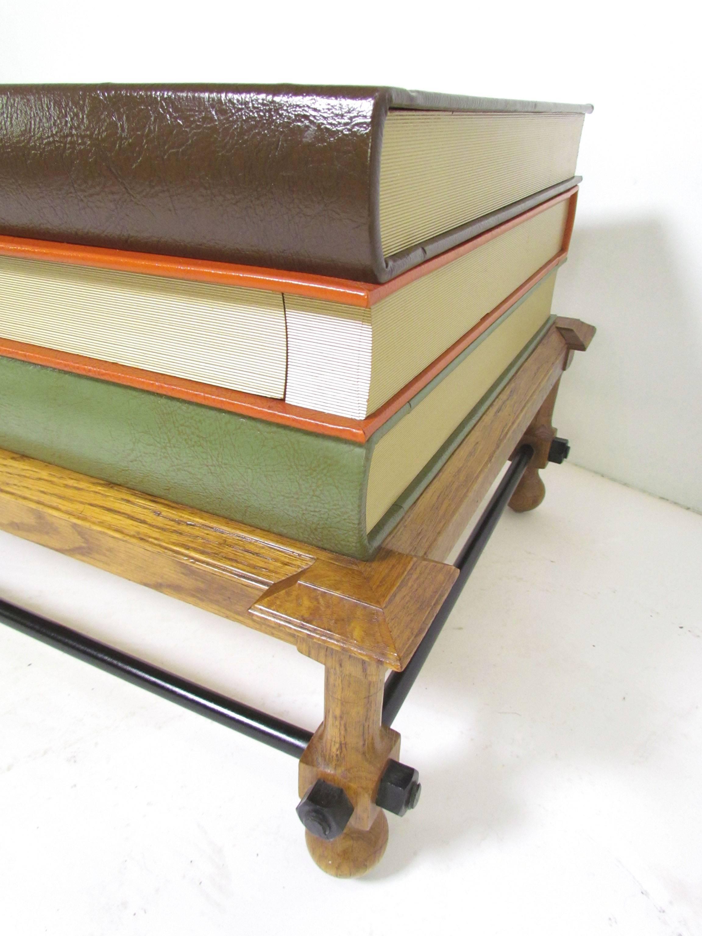 Faux Leather Rare Table in the Form of Stacked Books by John Dickinson, circa 1960s