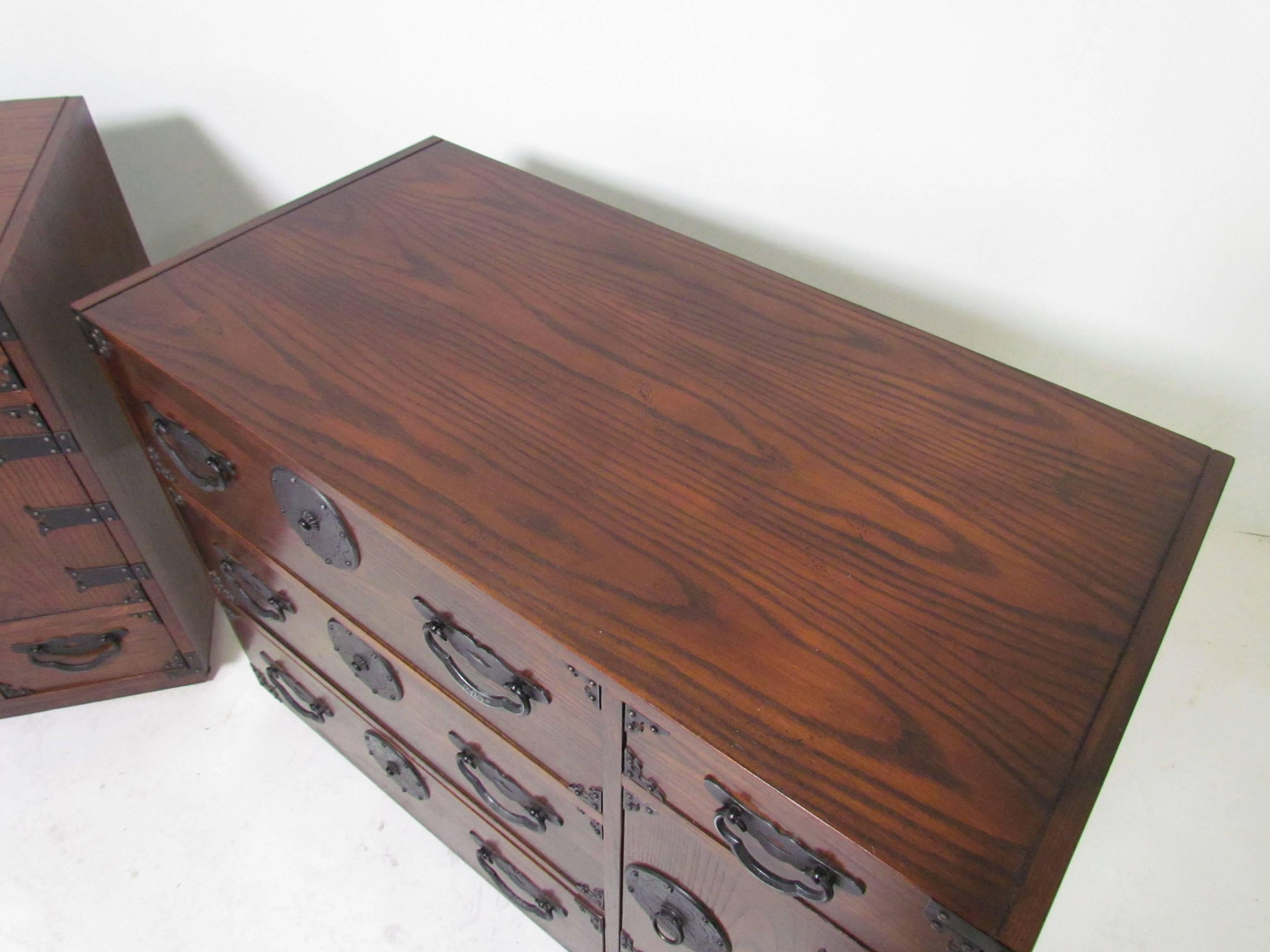 Metal Versatile Pair of Tansu Chests by Baker Furniture, circa 1960s