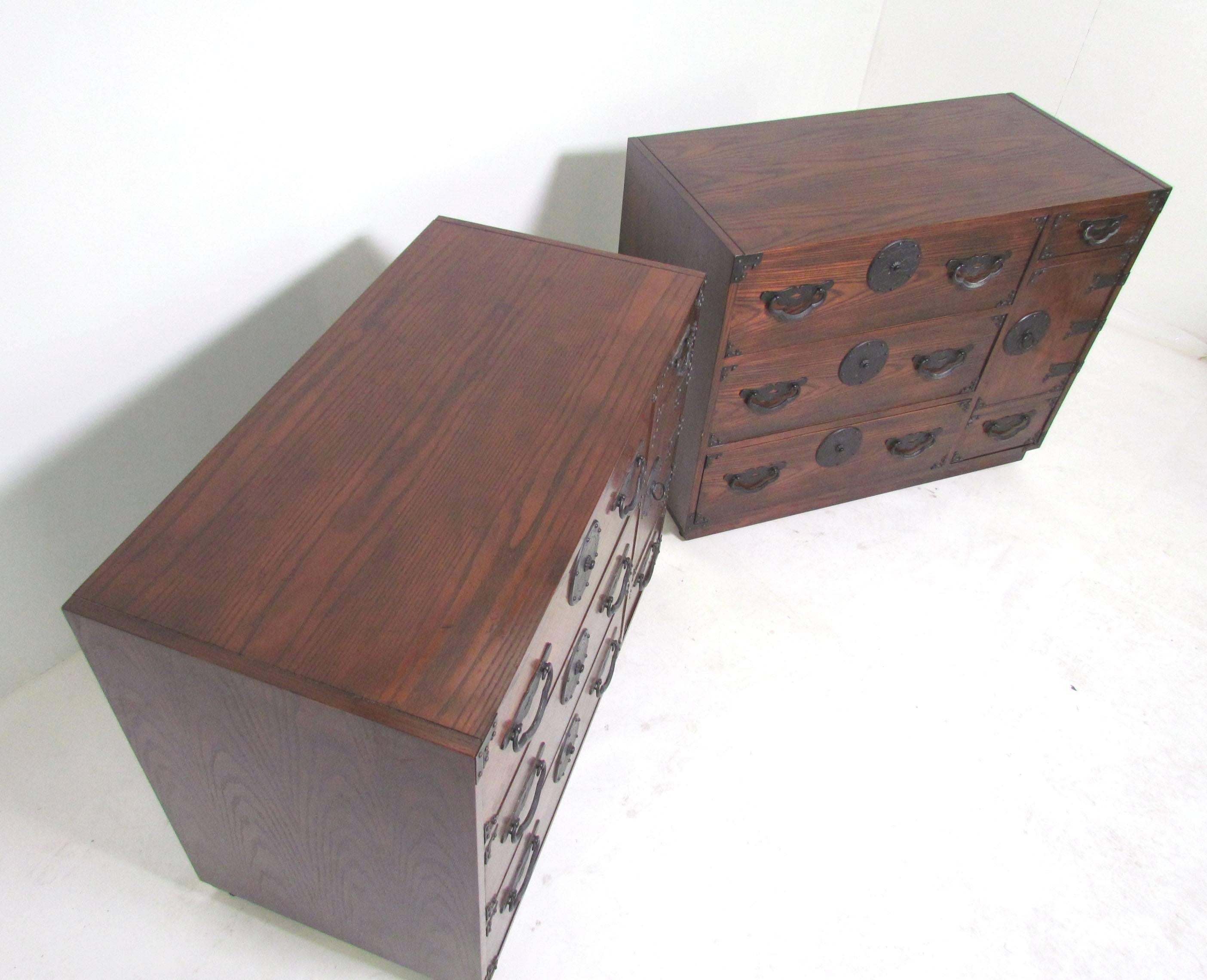Versatile Pair of Tansu Chests by Baker Furniture, circa 1960s 1