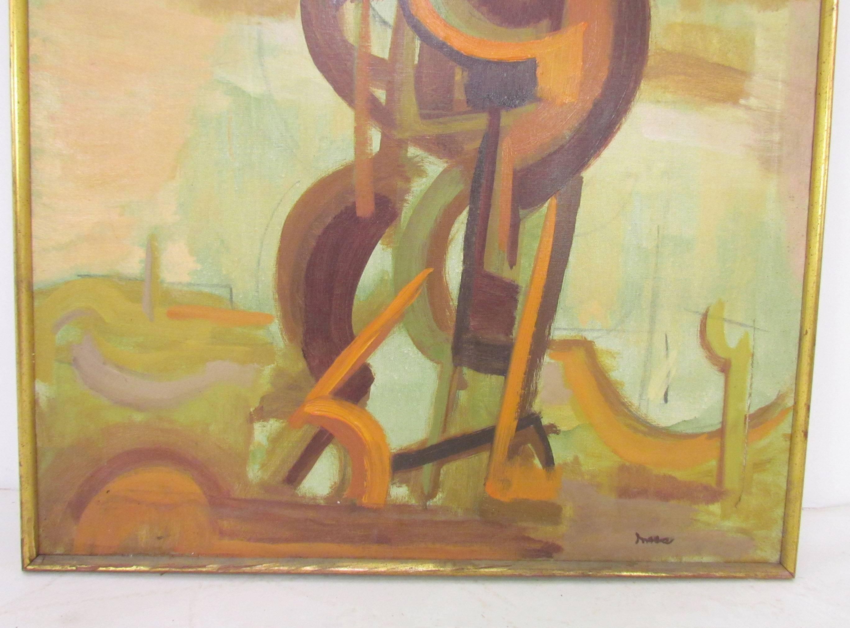American Abstract Symbolist Mid-Century Oil Painting by Harold Mesibov, circa 1950s