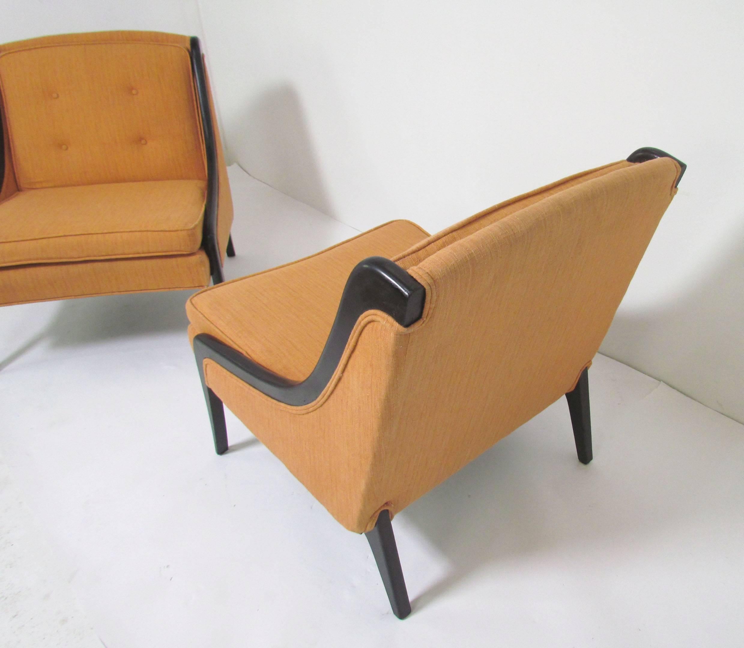 Pair of Mid-Century Lounge Chairs in Manner of Harvey Probber, circa 1960s In Good Condition In Peabody, MA