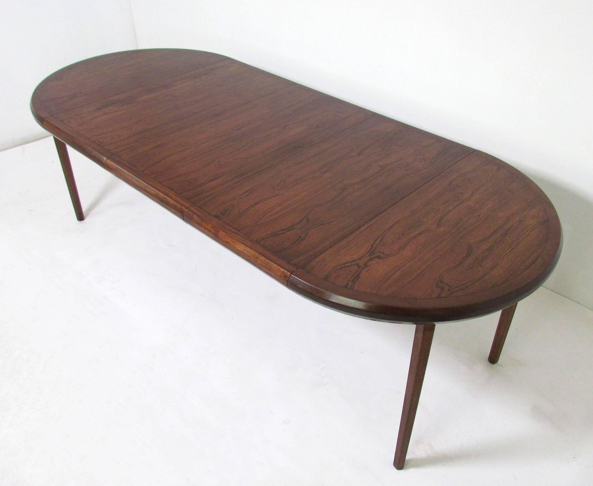 Mid-Century Modern Mid-Century Circular Rosewood Dining Table with Three Leaves by John Stuart