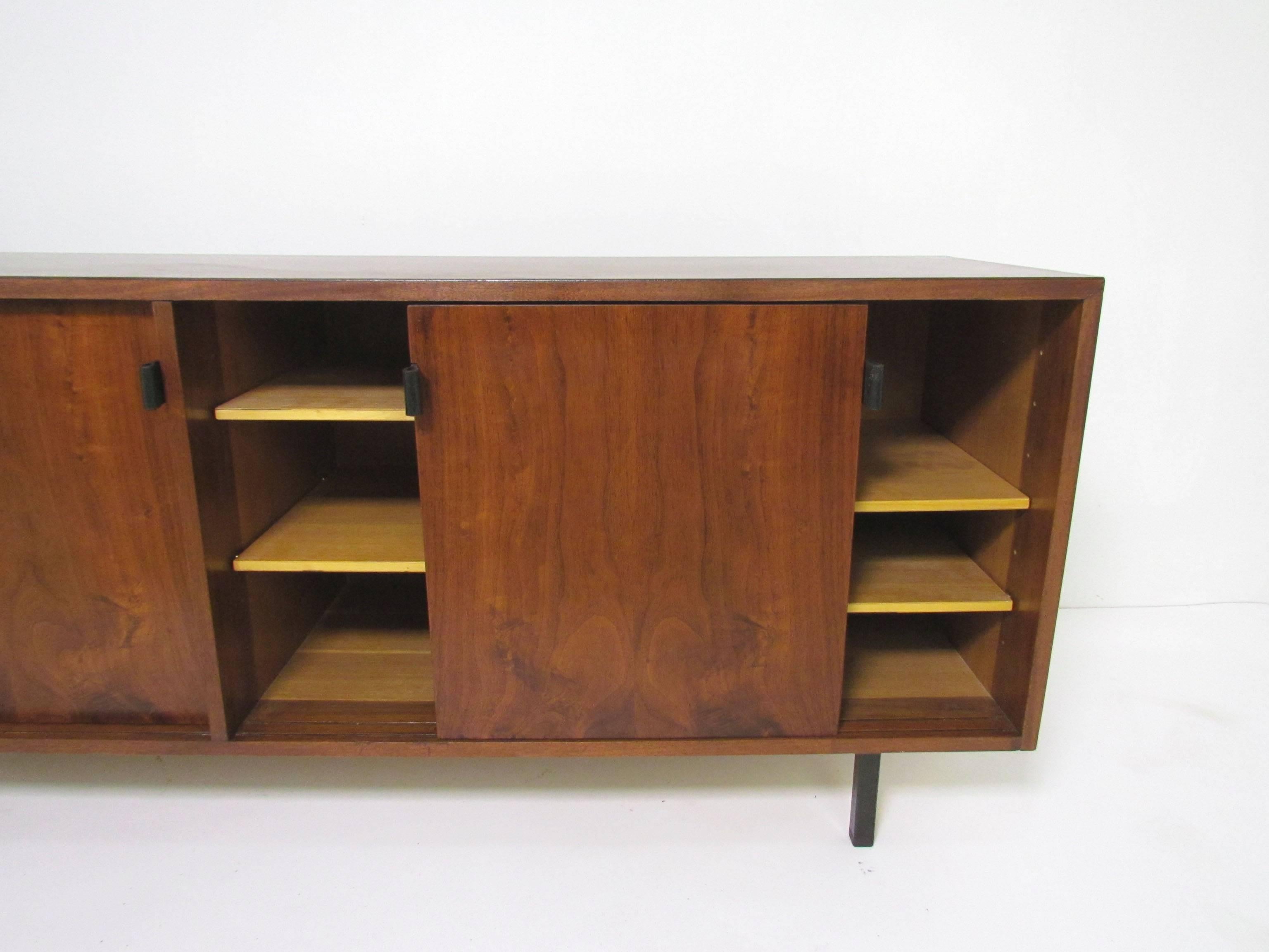 Mid-20th Century Florence Knoll Credenza with Leather Pulls, circa 1960s