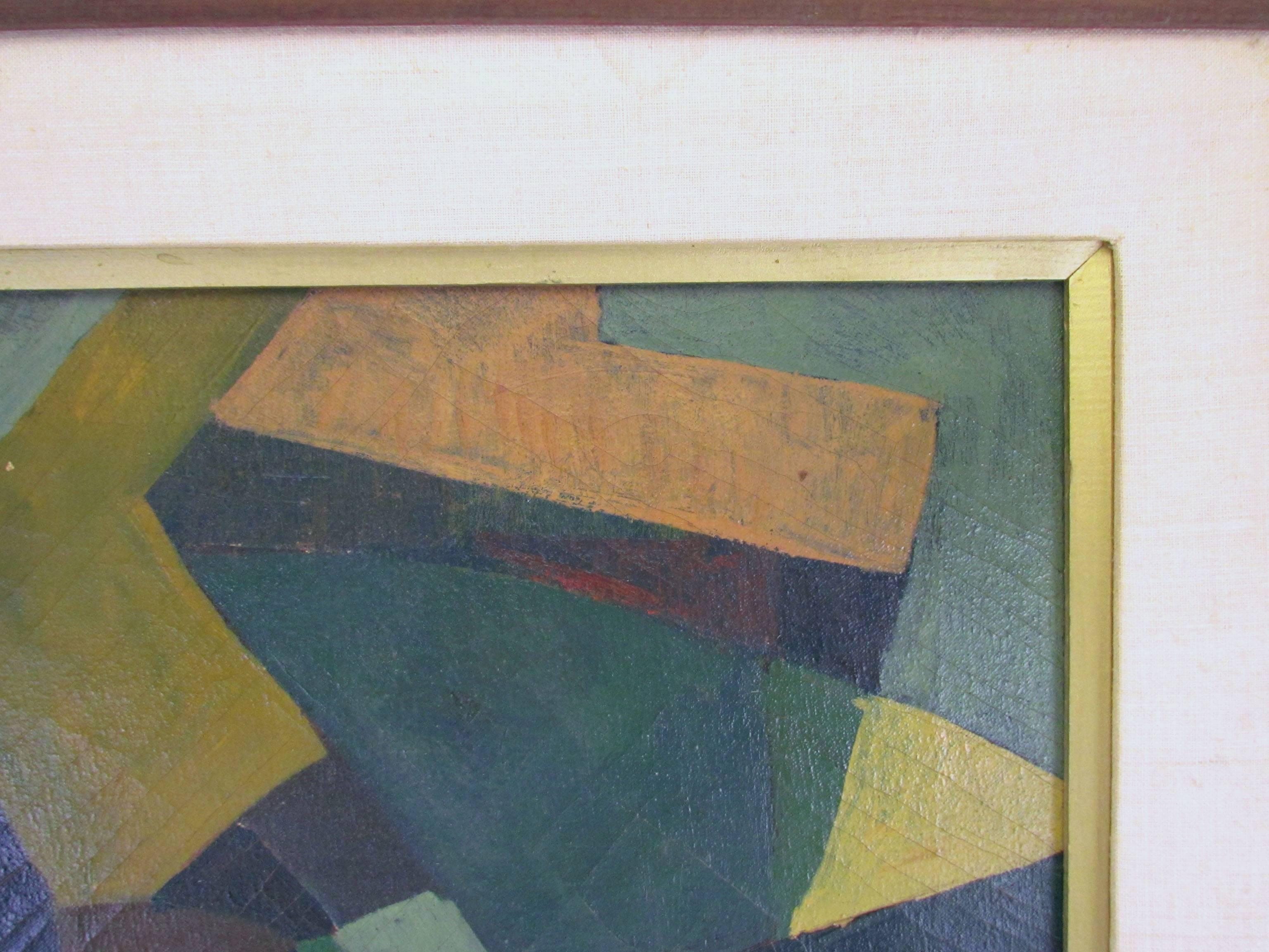 American Abstract Modernist Oil Painting by Harold Mesibov, Dated 1953