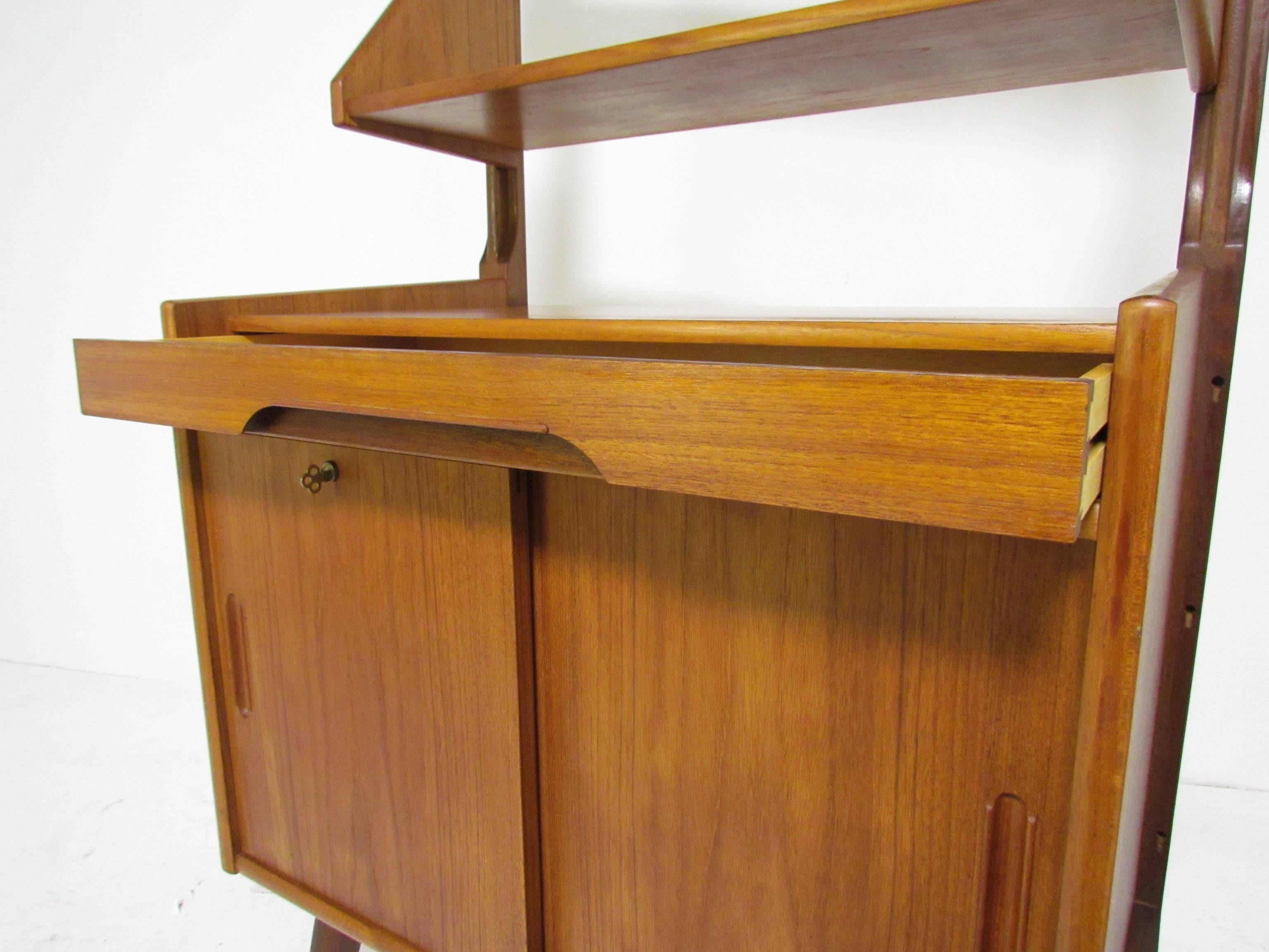 Danish Teak Free Standing Wall Shelving Book Case Unit in the Manner of Cado 1