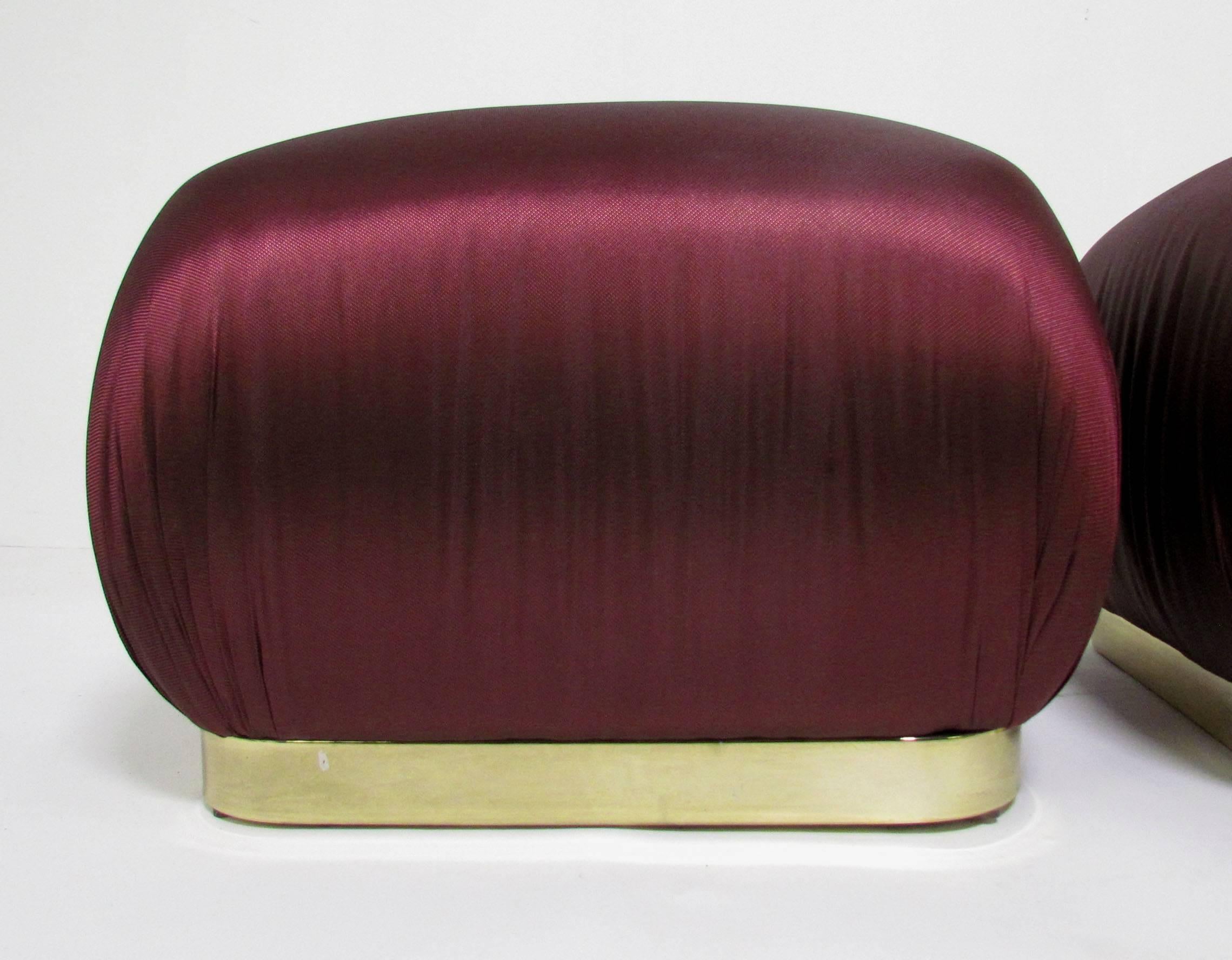 Mid-Century Modern Pair of 'Souffle' Ottoman Poufs in the Style of Karl Springer