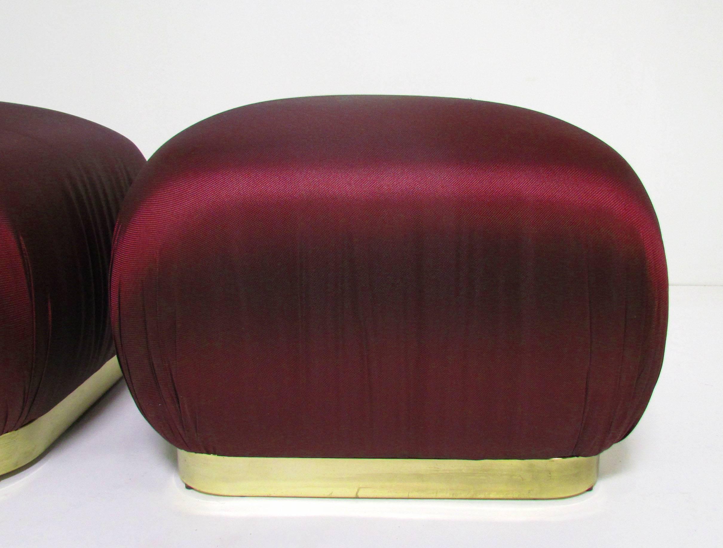 American Pair of 'Souffle' Ottoman Poufs in the Style of Karl Springer