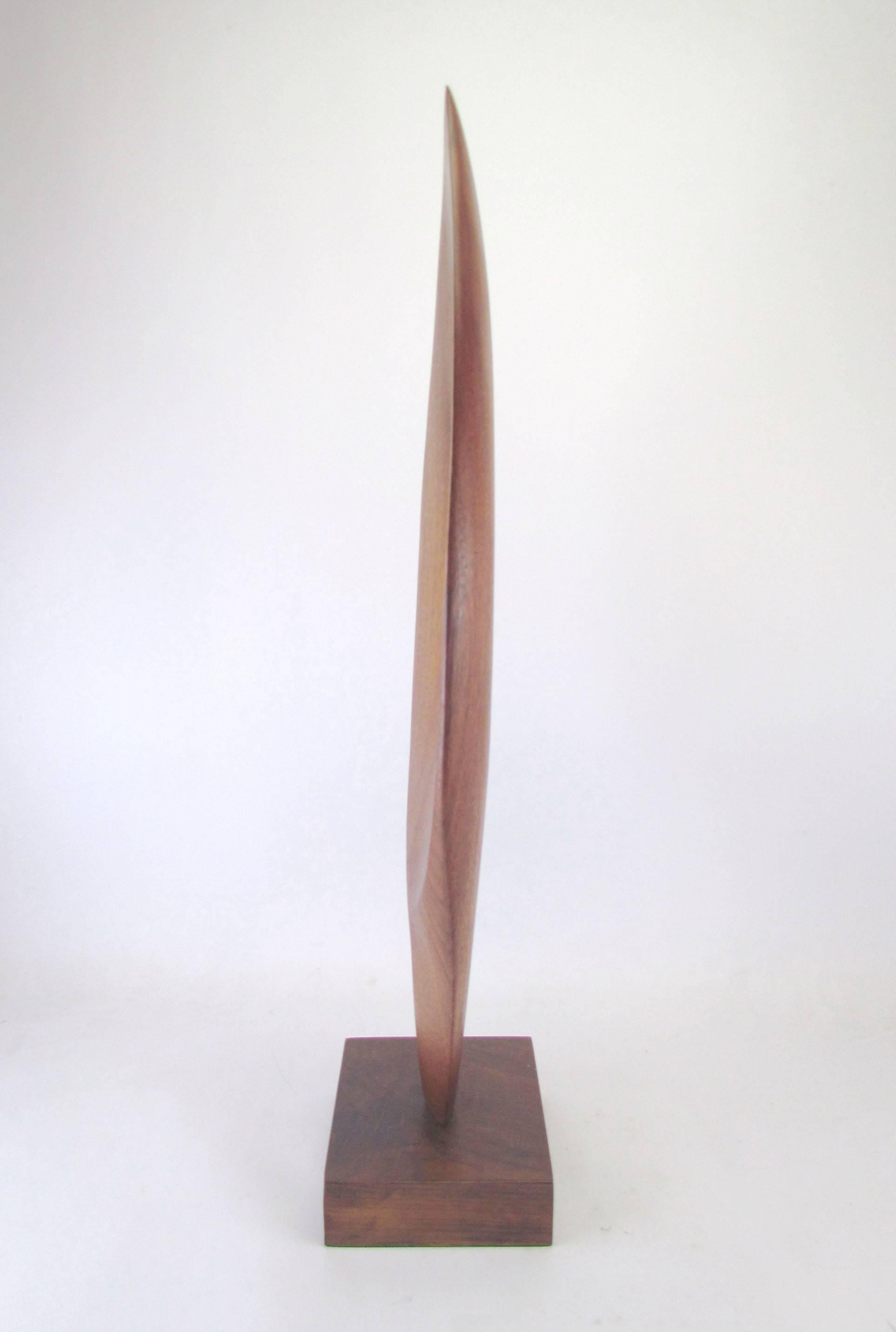 American Modernist Teak Abstract Sculpture 1973