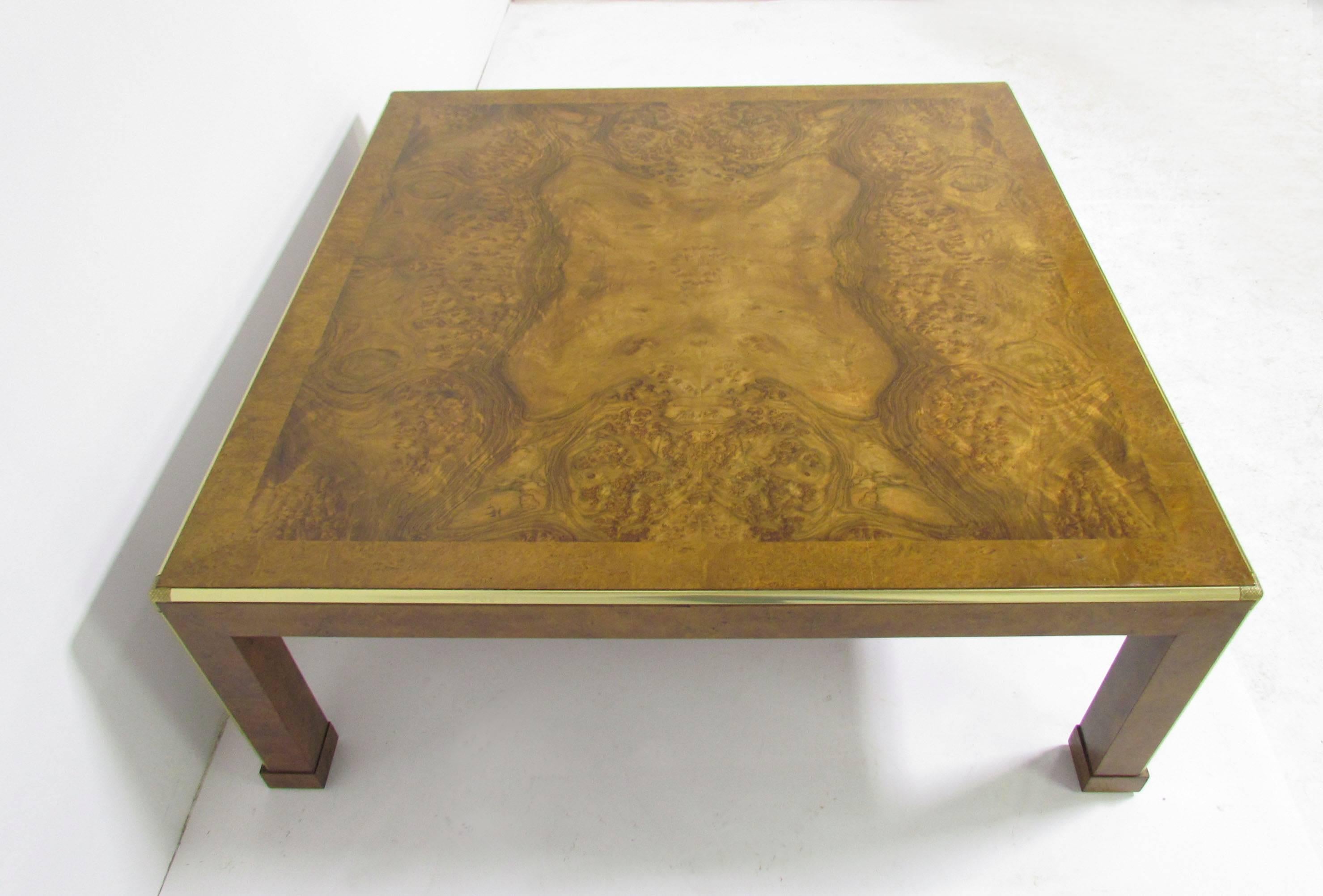 burl wood square coffee table