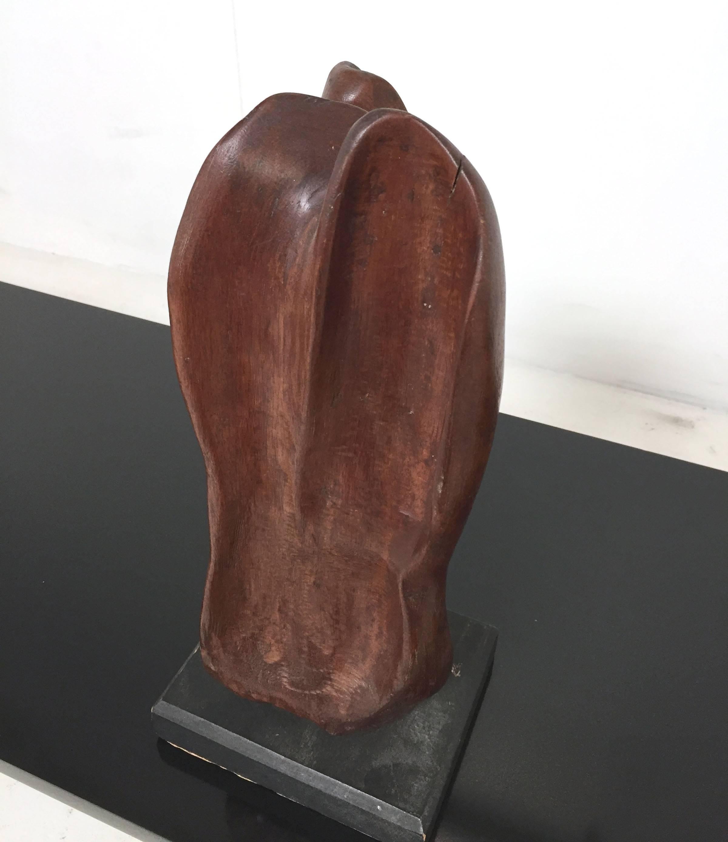 American Abstract Carved Wood Sculpture Titled “Eternal Flame” by Skolnikoff, 1967