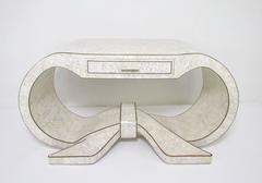 Maitland-Smith Tessellated Fossil Stone Console Table or Writing Desk