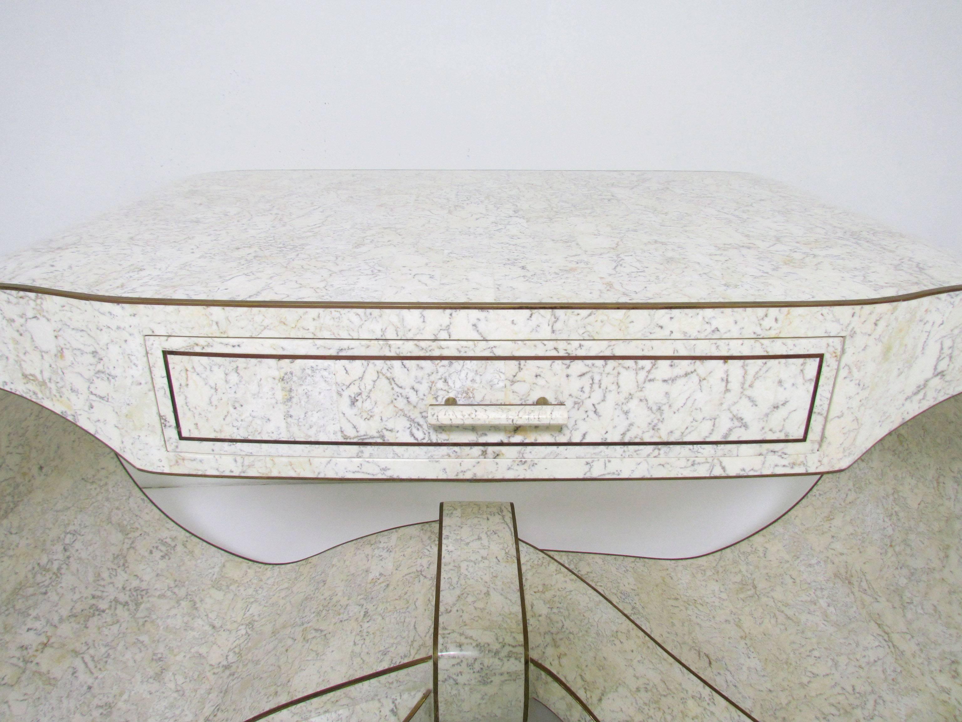 Late 20th Century Maitland-Smith Tessellated Fossil Stone Console Table or Writing Desk