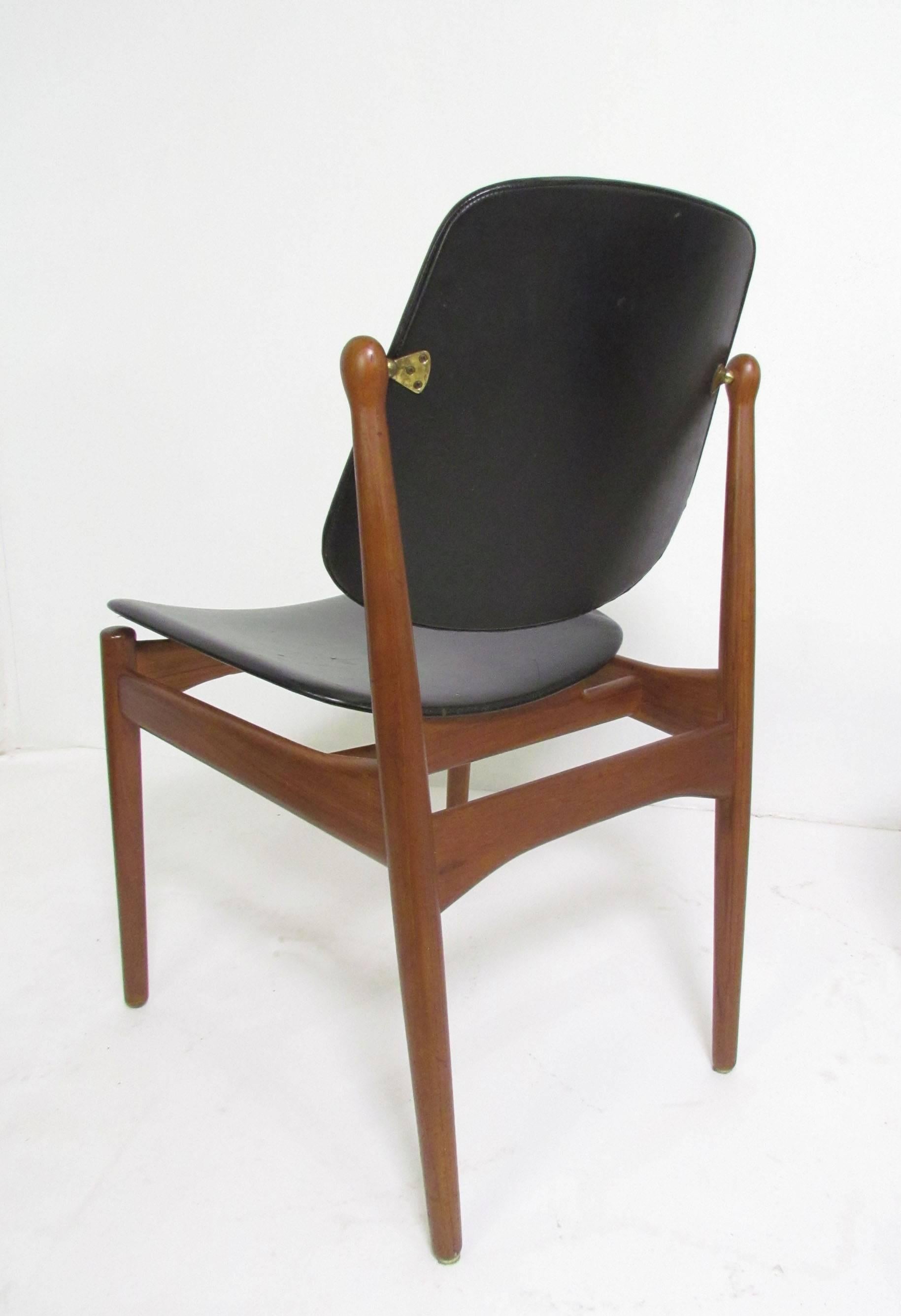Mid-20th Century Set of Six Arne Vodder Teak & Leather Danish Dining Chairs, France & Daverkosen