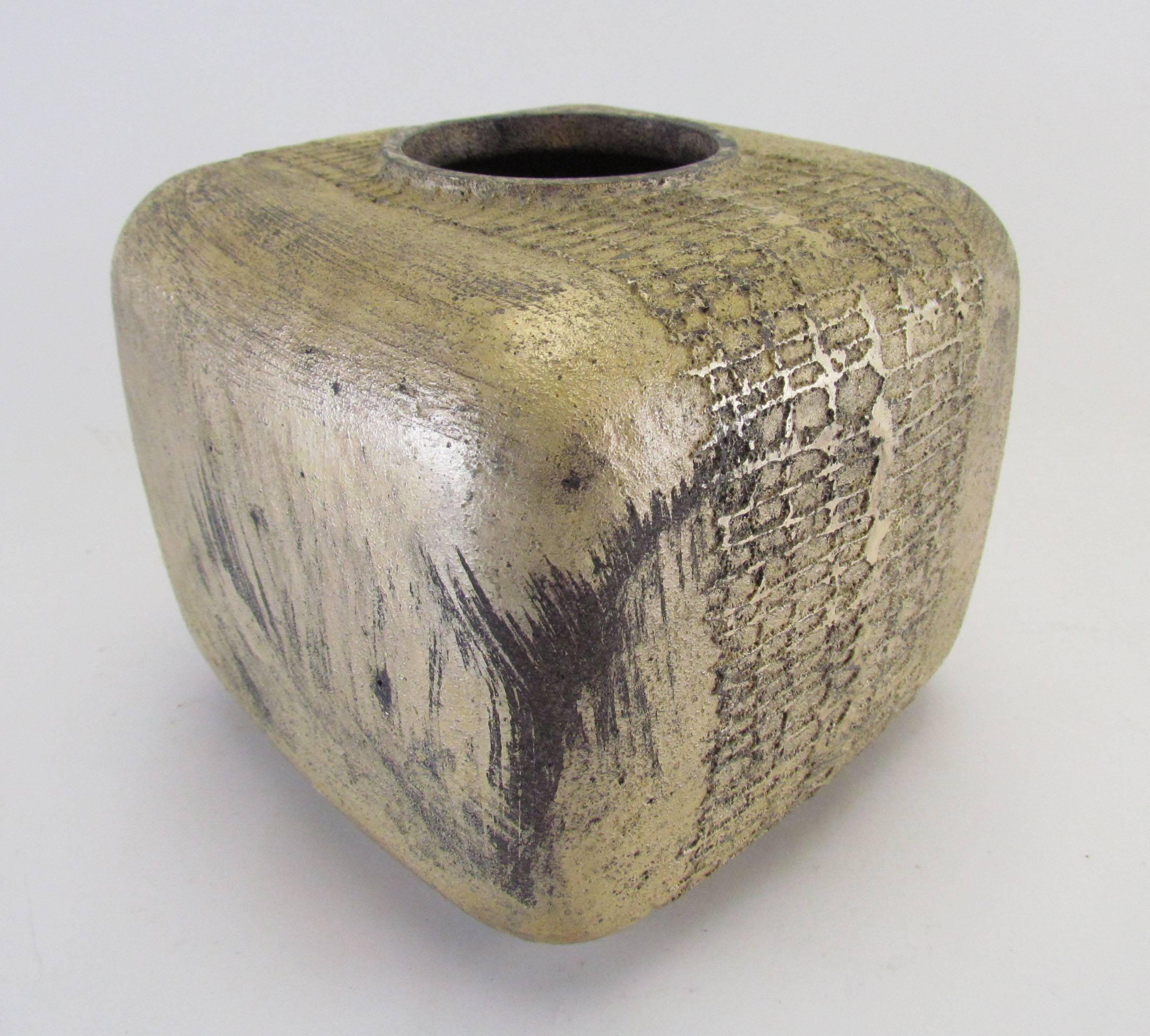 Italian Patinated Metal Vase by Lorenzo Burchiellaro, Italy, circa 1950s