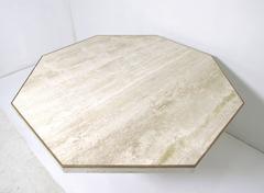 Italian Travertine Marble Octagonal Dining Table by Roche Bobois