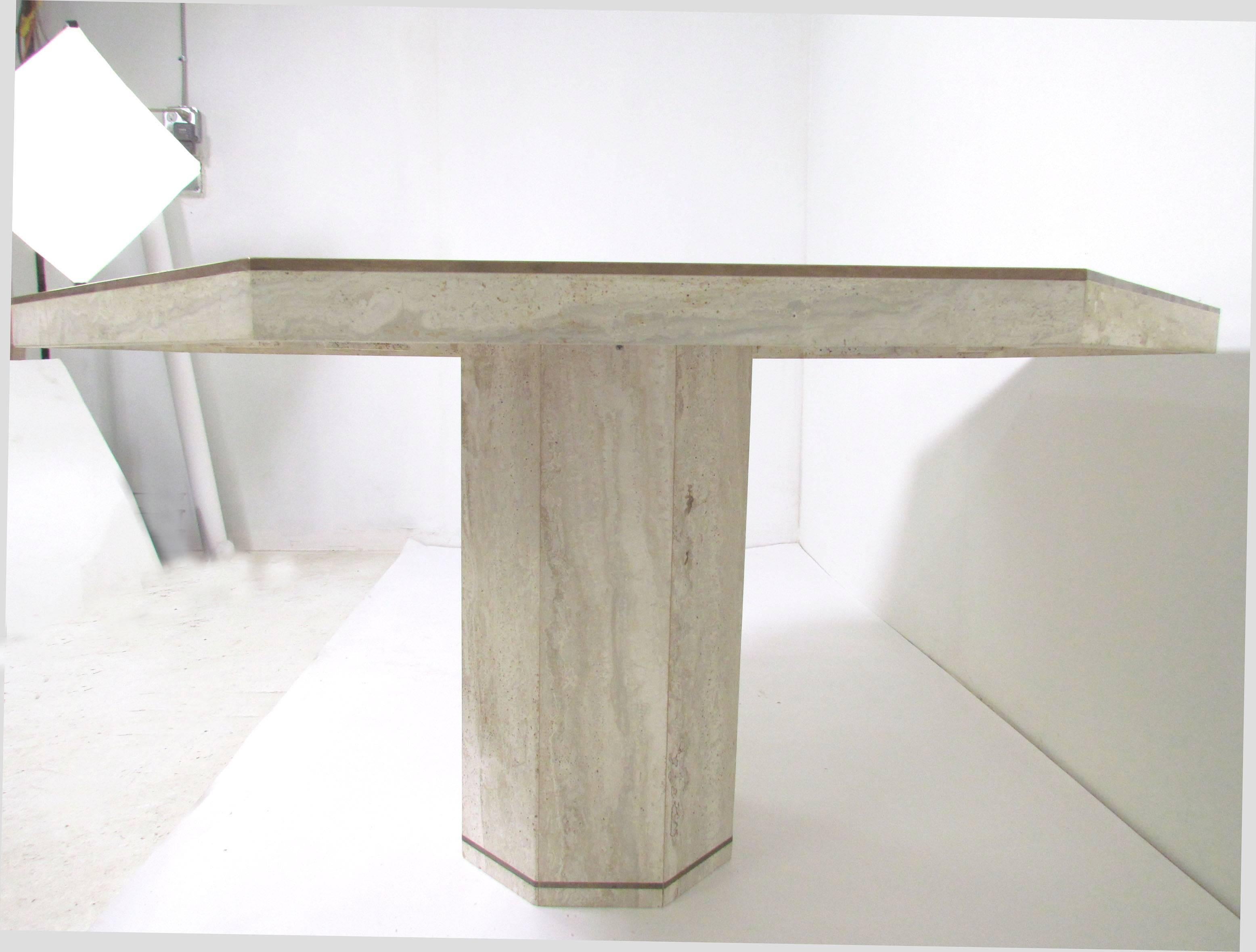 Late 20th Century Italian Travertine Marble Octagonal Dining Table by Roche Bobois