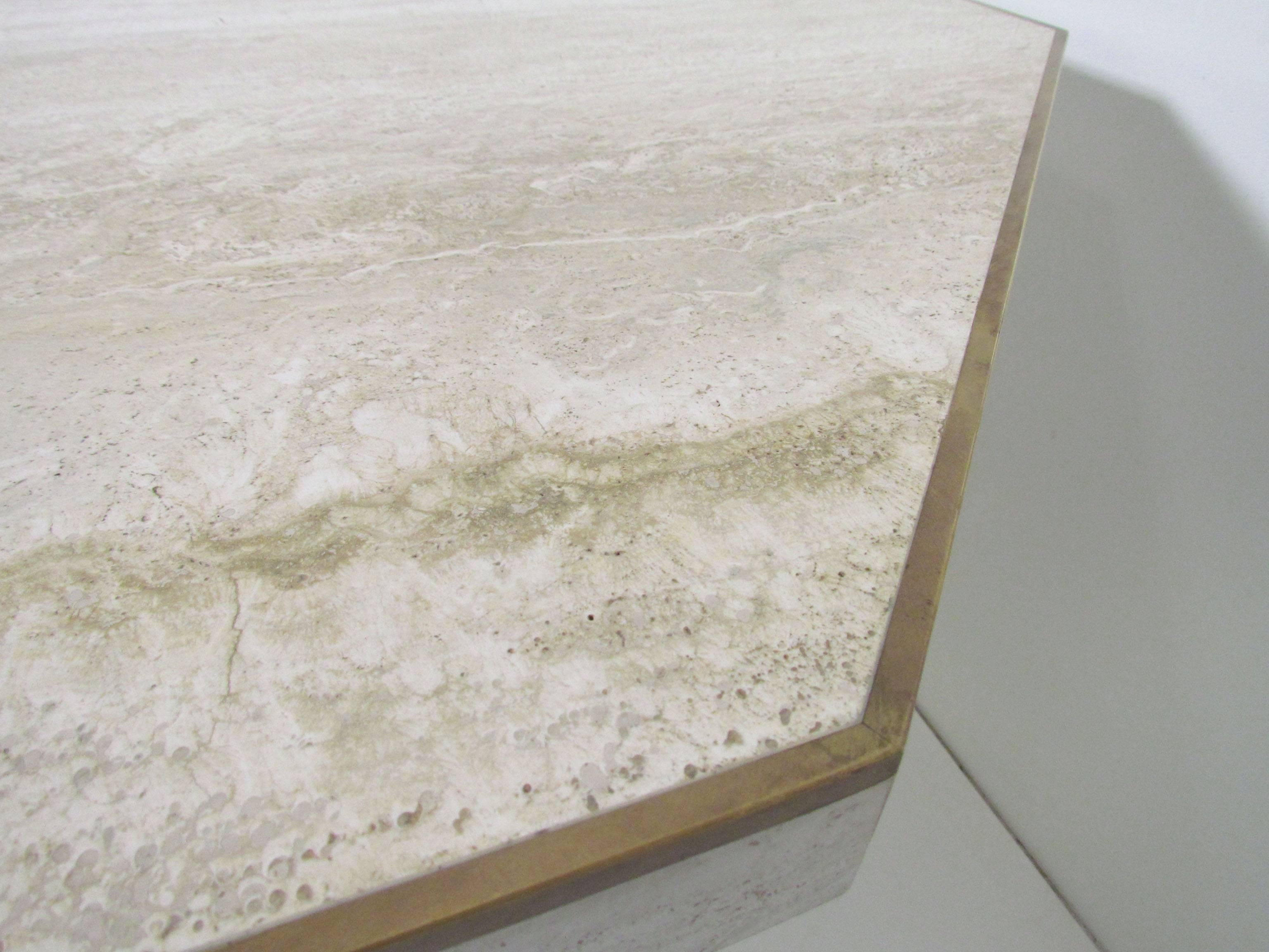 Italian Travertine Marble Octagonal Dining Table by Roche Bobois In Good Condition In Peabody, MA