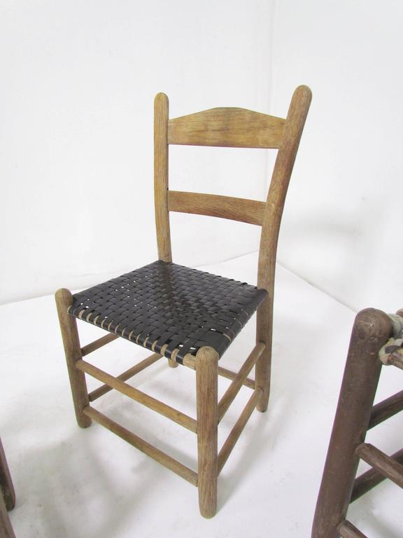 Antique Primitive Folk Art Chair Collection, Set of Six at 1stDibs