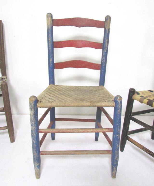 Antique Primitive Folk Art Chair Collection, Set of Six at 1stDibs