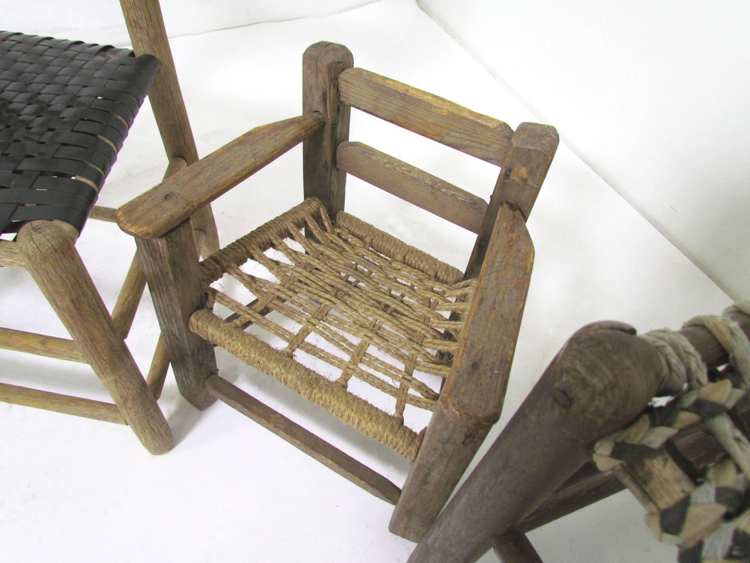 Antique Primitive Folk Art Chair Collection, Set of Six 1