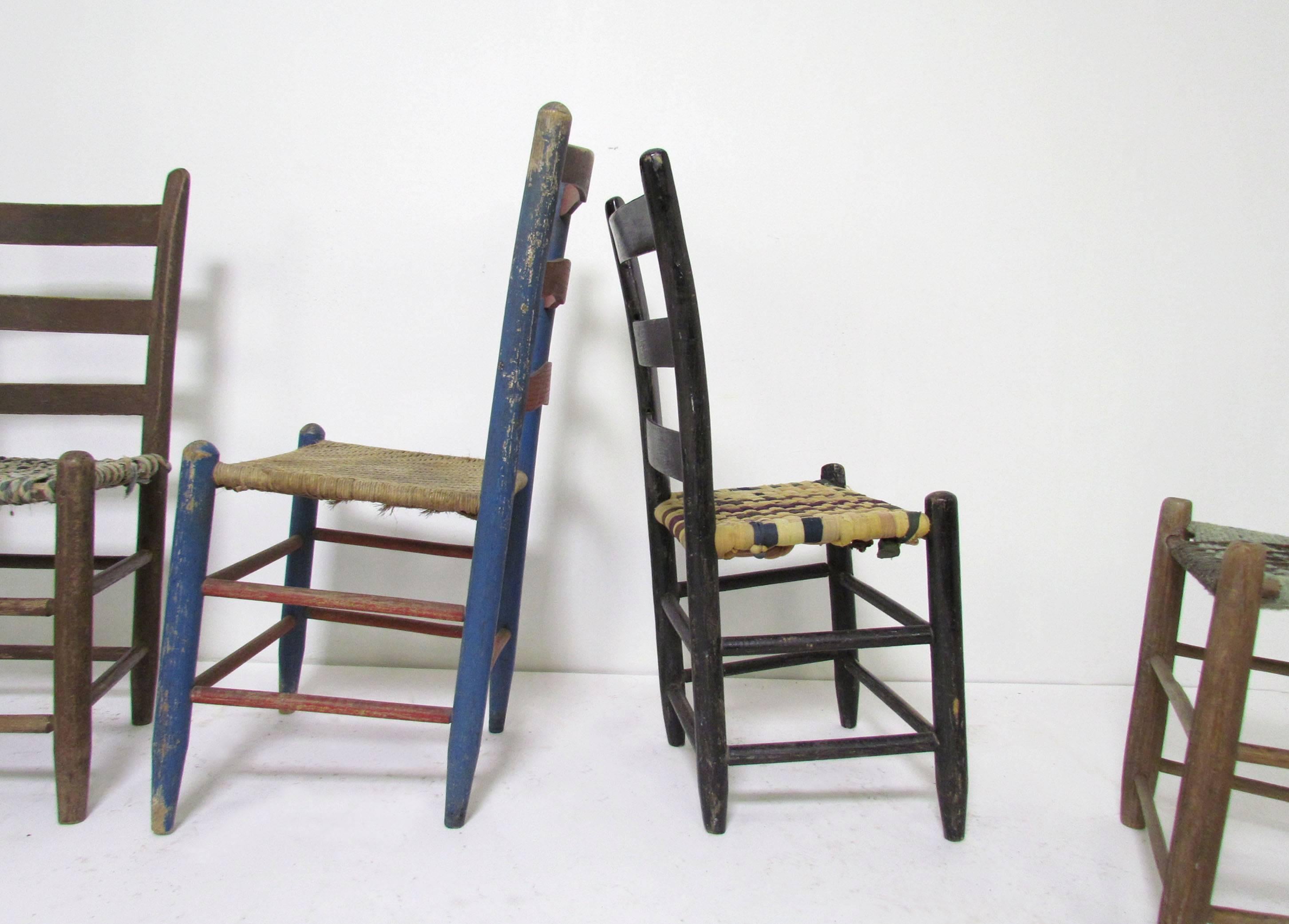 Antique Primitive Folk Art Chair Collection, Set of Six 3
