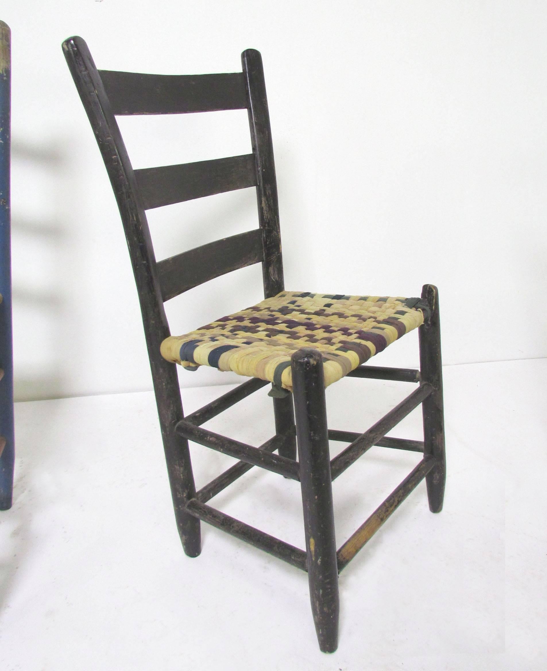 American Antique Primitive Folk Art Chair Collection, Set of Six
