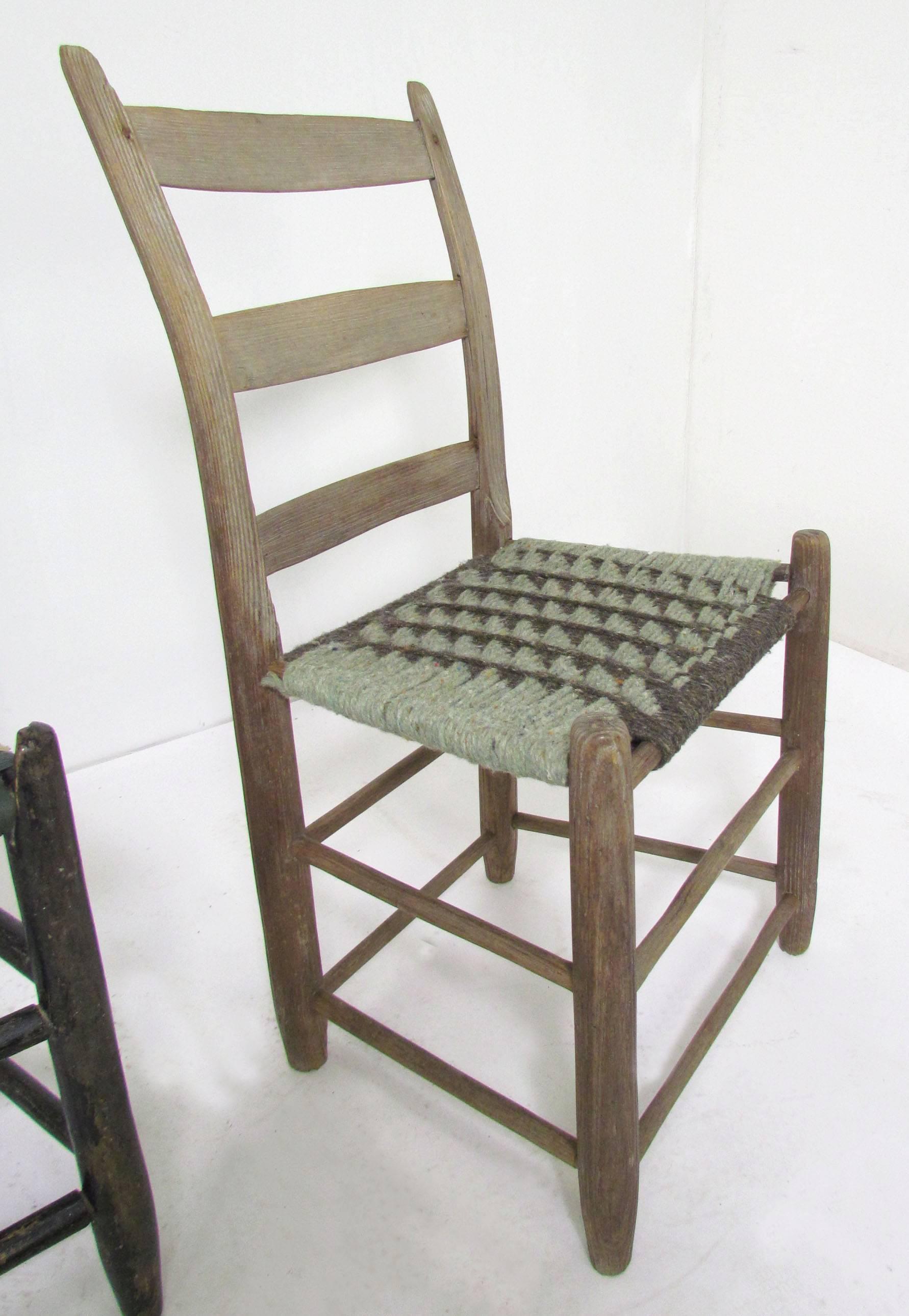 Antique Primitive Folk Art Chair Collection, Set of Six In Good Condition In Peabody, MA