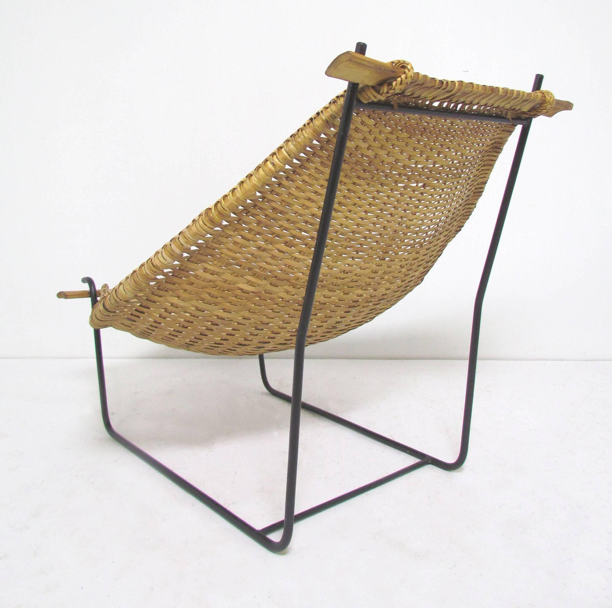 wrought iron sling chair