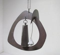 Handmade Hanging Abstract Sculpture, Kinetic Wind Chime/Bell, circa 1970s
