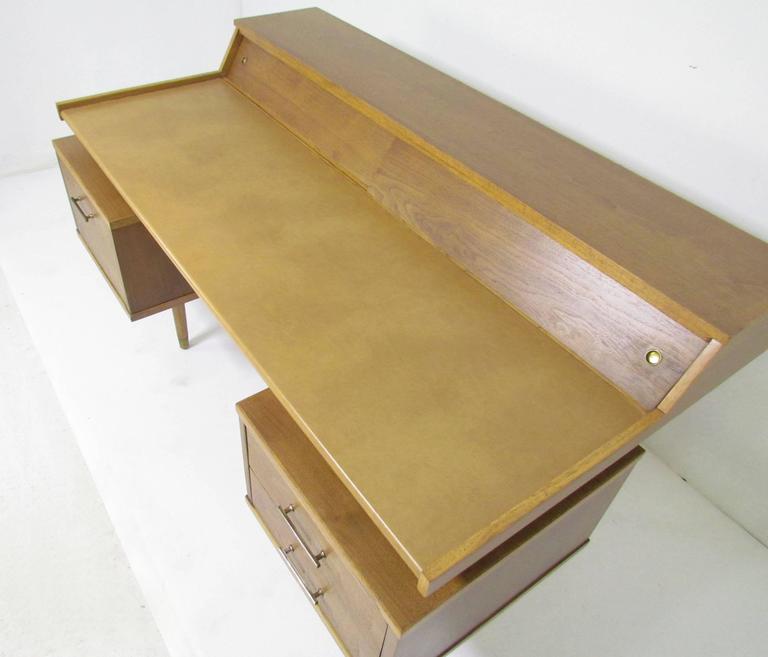 MidCentury Modern Desk with Leather Top by John Van Koert for Drexel Profile at 1stDibs