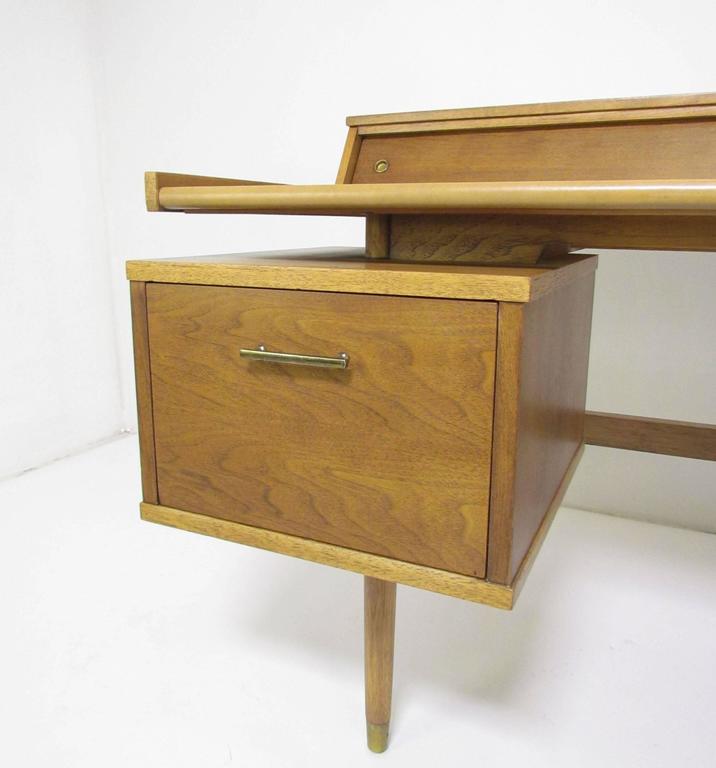 MidCentury Modern Desk with Leather Top by John Van Koert for Drexel Profile at 1stDibs