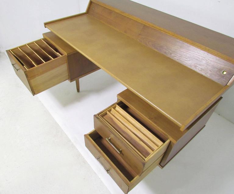MidCentury Modern Desk with Leather Top by John Van Koert for Drexel Profile at 1stDibs