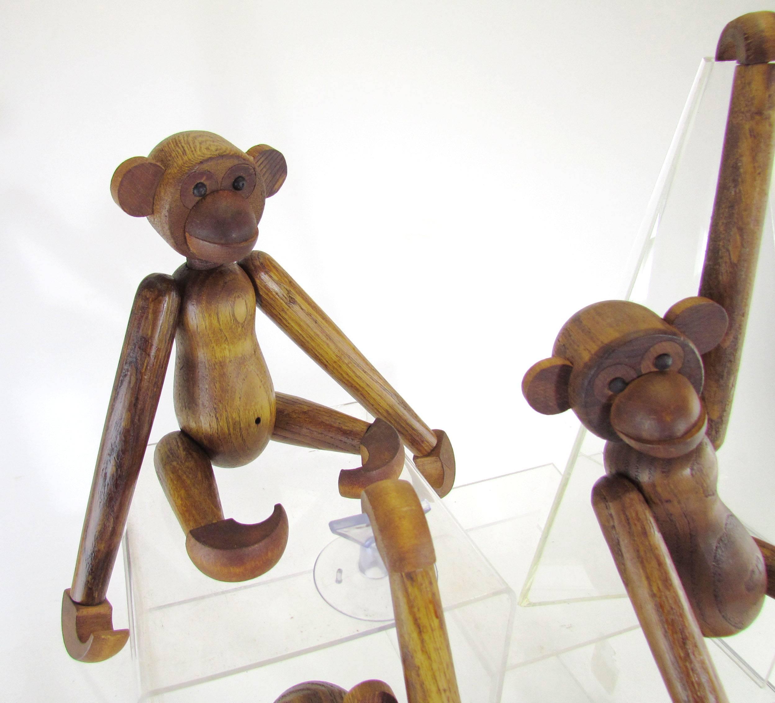 Danish Mid-Century Modern Grouping of Teak Monkey Toys