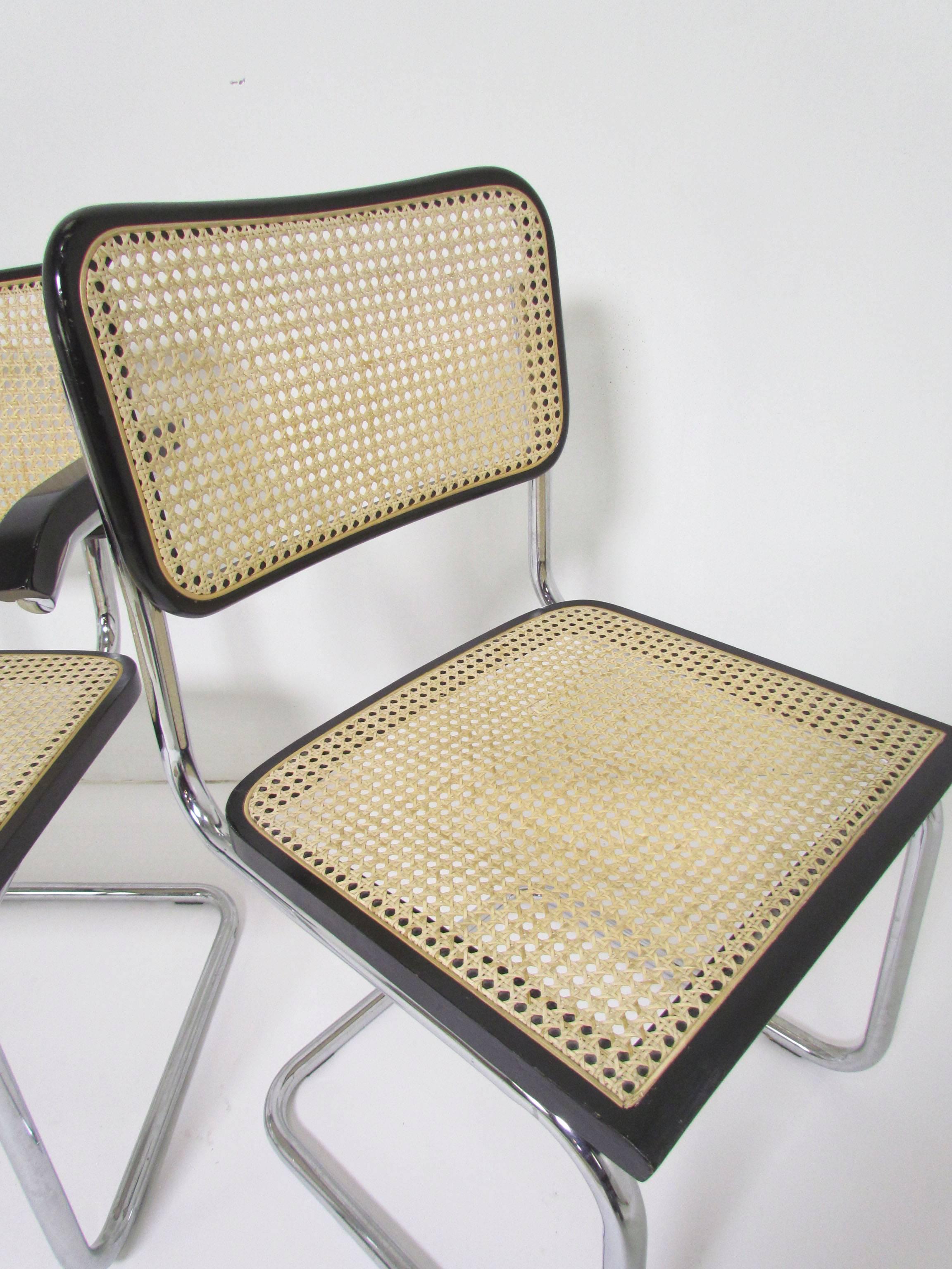Bauhaus Set of Six Marcel Breuer Cesca Chairs, Made in Italy