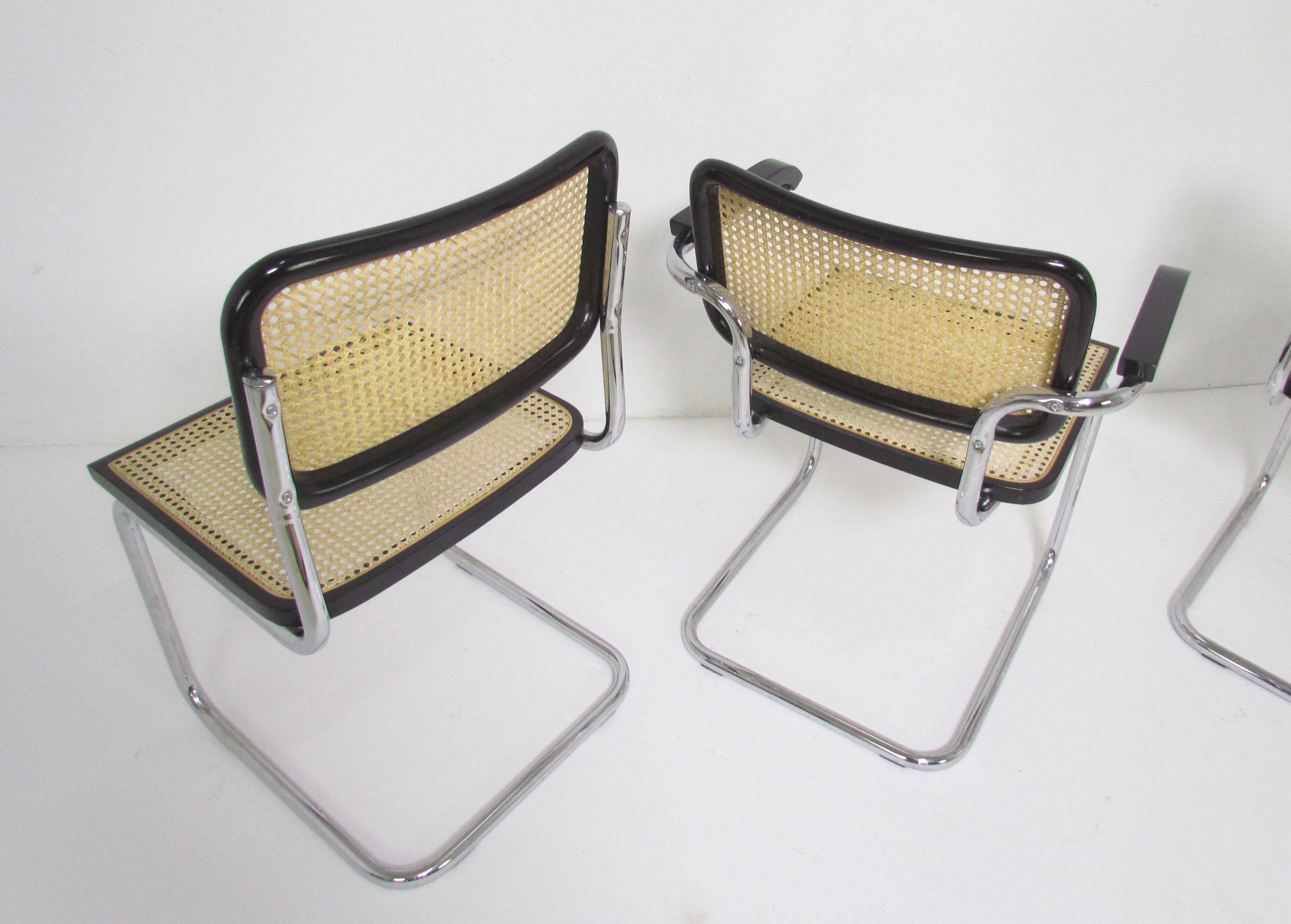 Italian Set of Six Marcel Breuer Cesca Chairs, Made in Italy