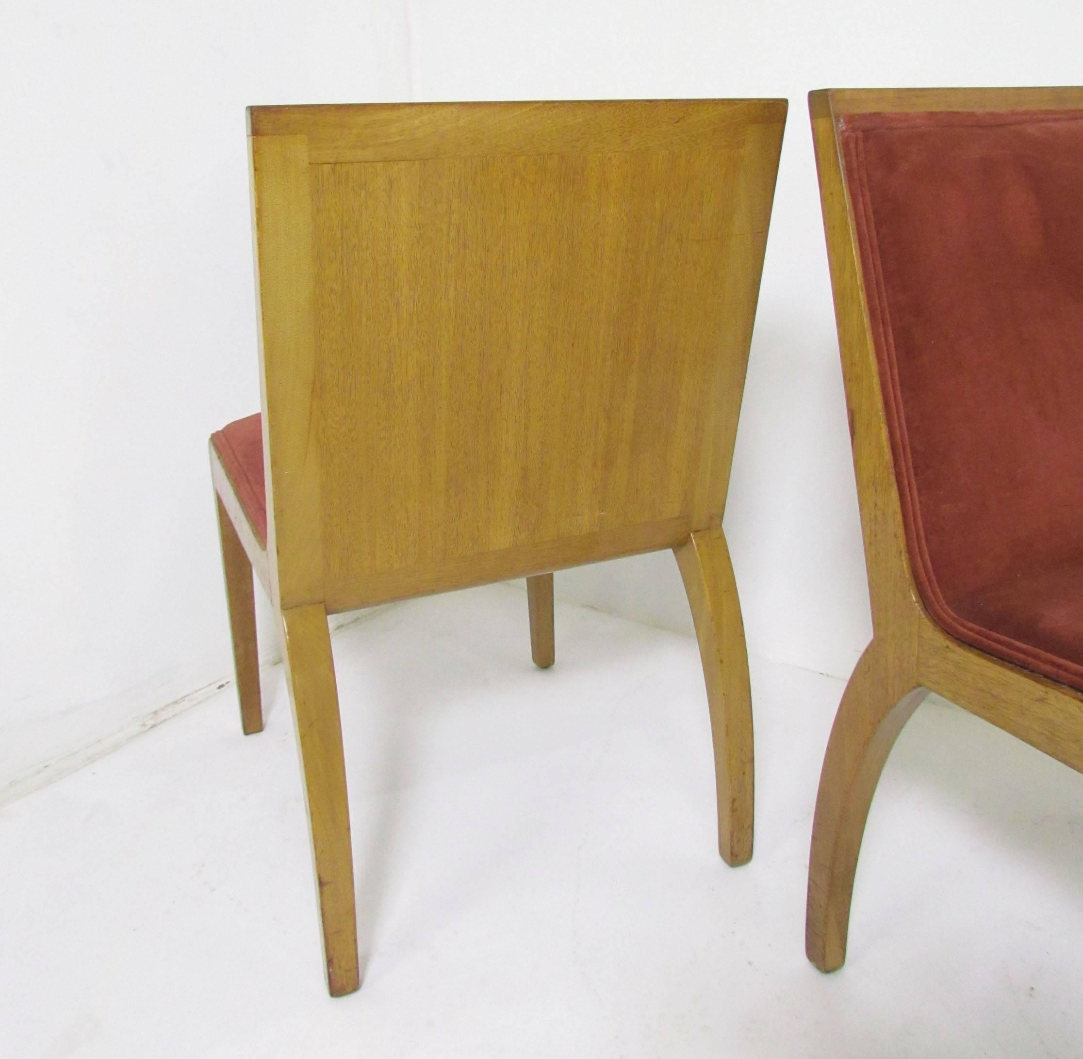 Upholstery Set of Four Panel Back Dining Chairs by Edward Wormley for Dunbar