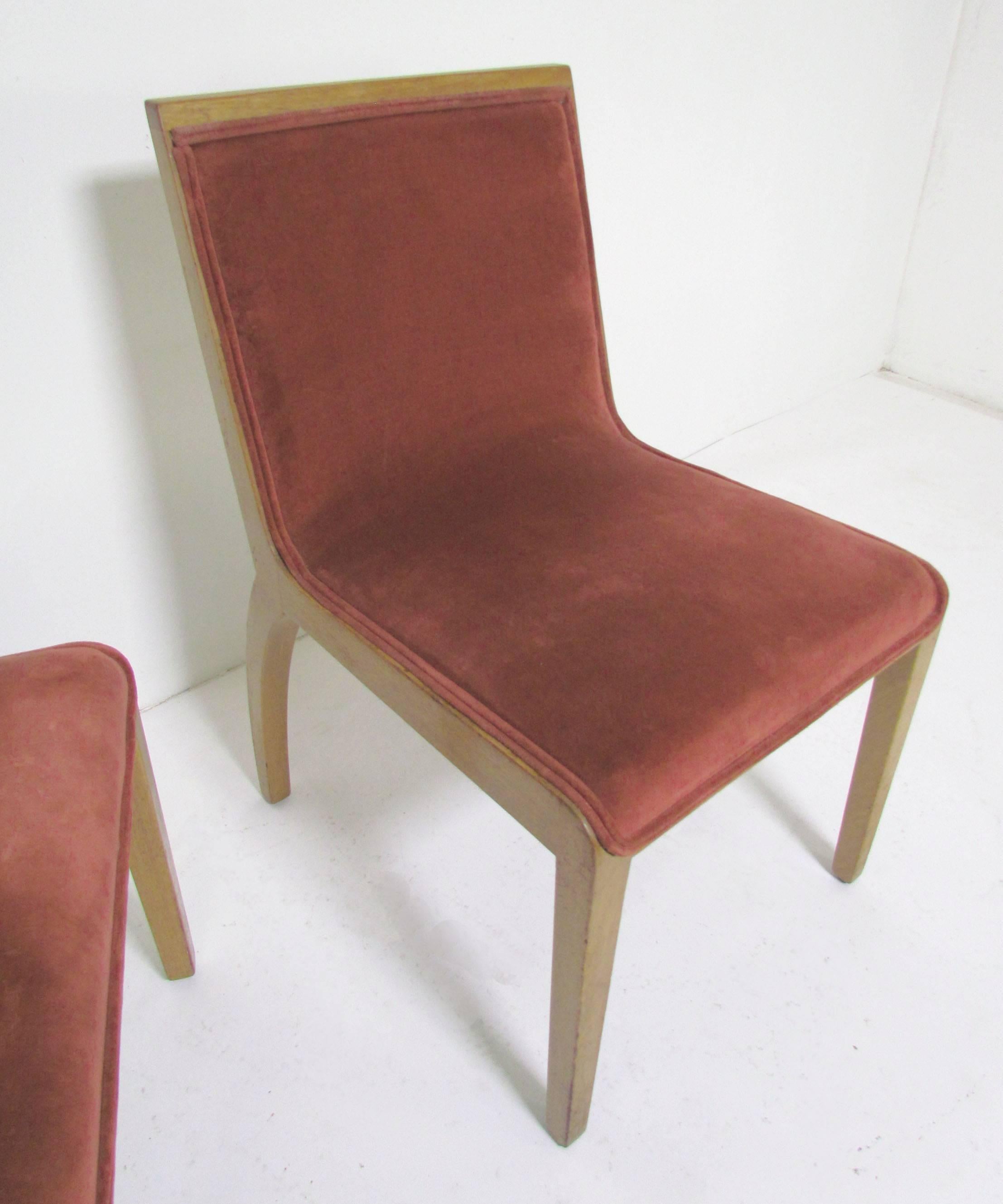 Mid-20th Century Set of Four Panel Back Dining Chairs by Edward Wormley for Dunbar
