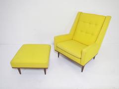 Chaise longue Articulate "King" du milieu du siècle avec pouf par Milo Baughman