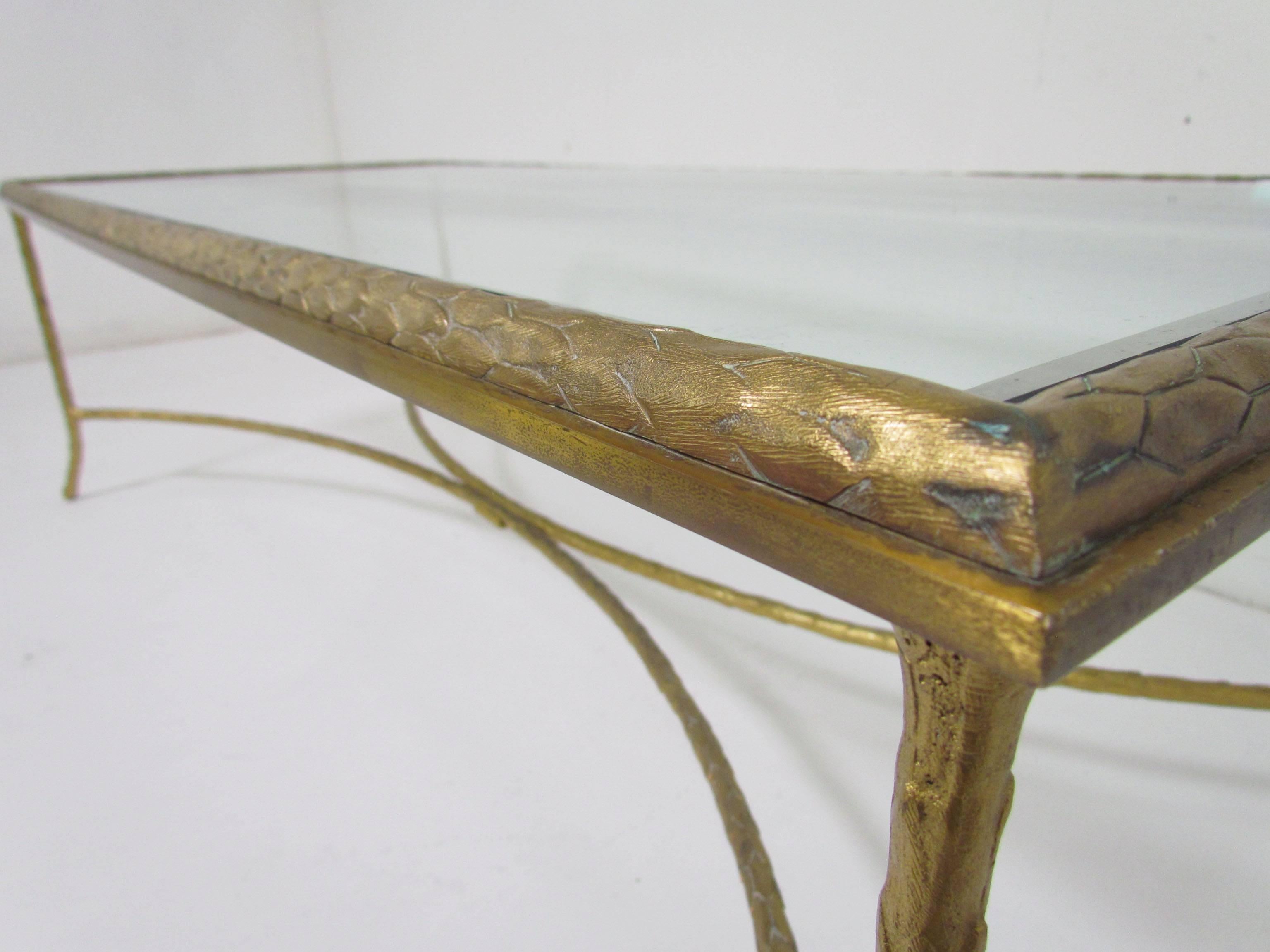 Unknown Gilded Bronze Coffee Table Attributed to Maison Bagues, circa 1950s